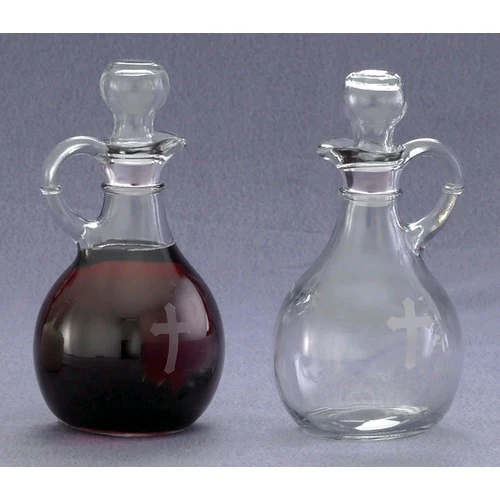 Etched Cross Cruet Bottles - 10 oz.