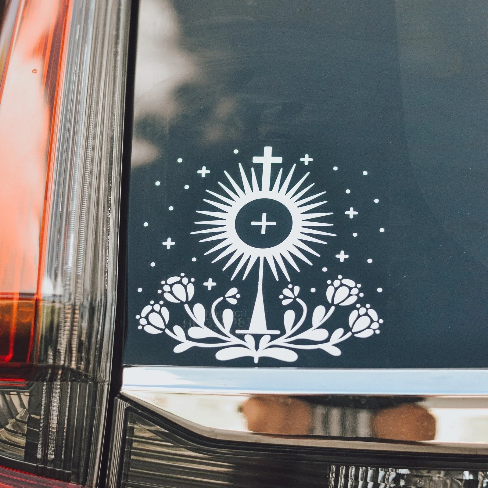 Eucharistic Revival Floral Monstrance Vinyl Sticker - Image 2