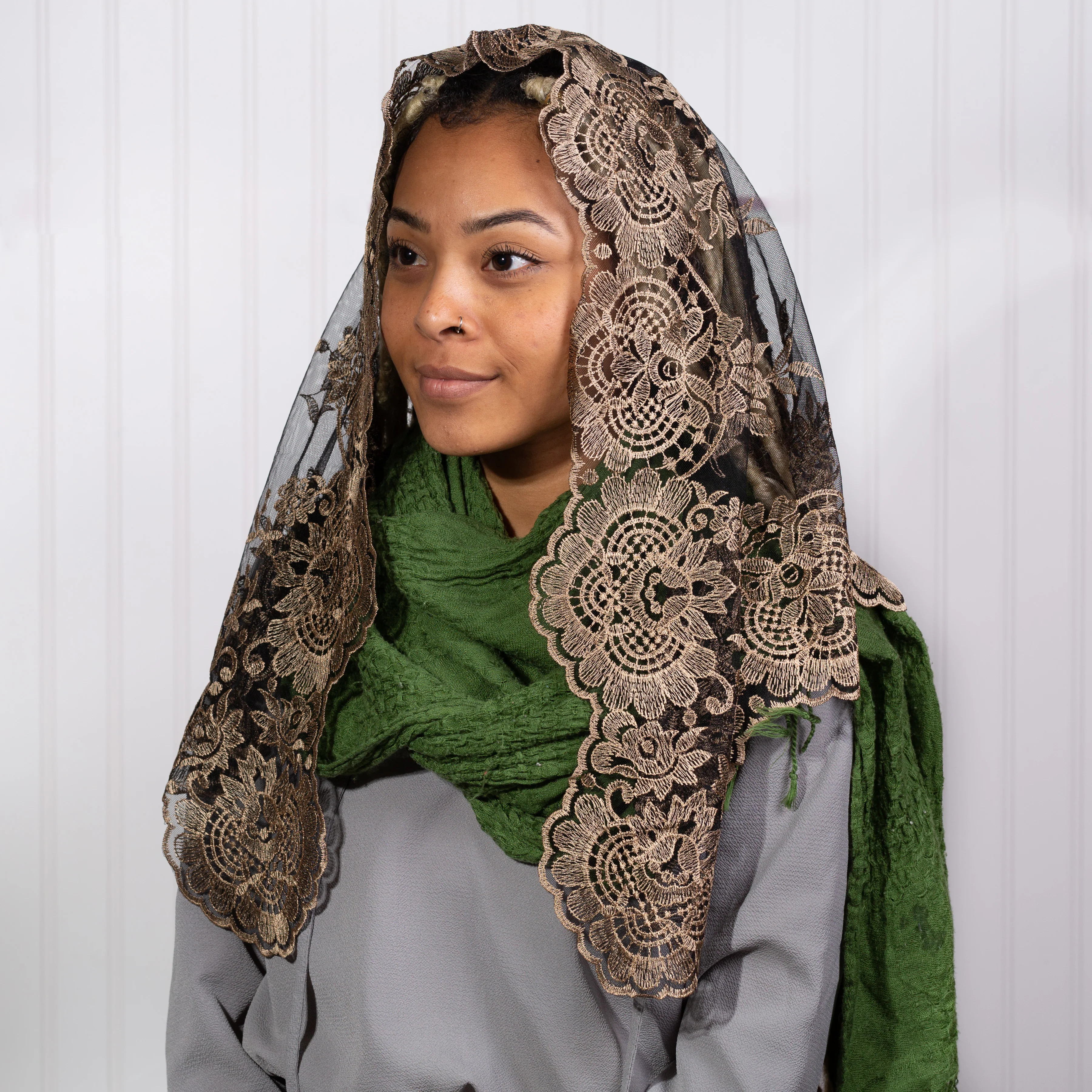 Eva Spanish Lace Chapel Veil - Multiple Colors - Image 10