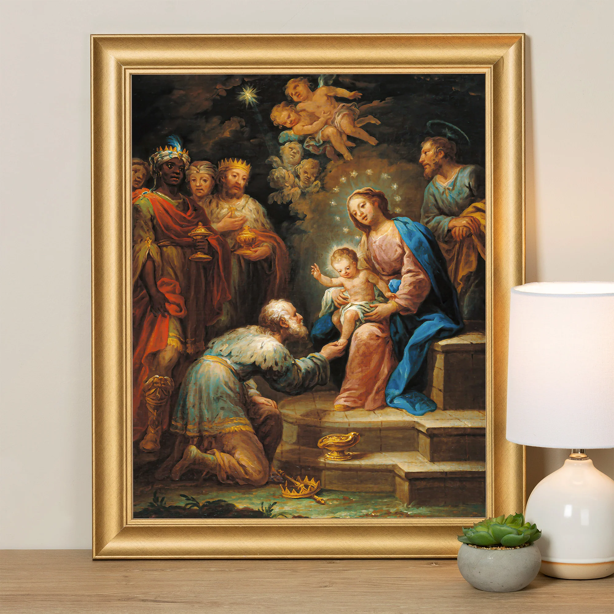 Ezquerra Adoration of the Magi Gold Framed Print - Multiple Sizes