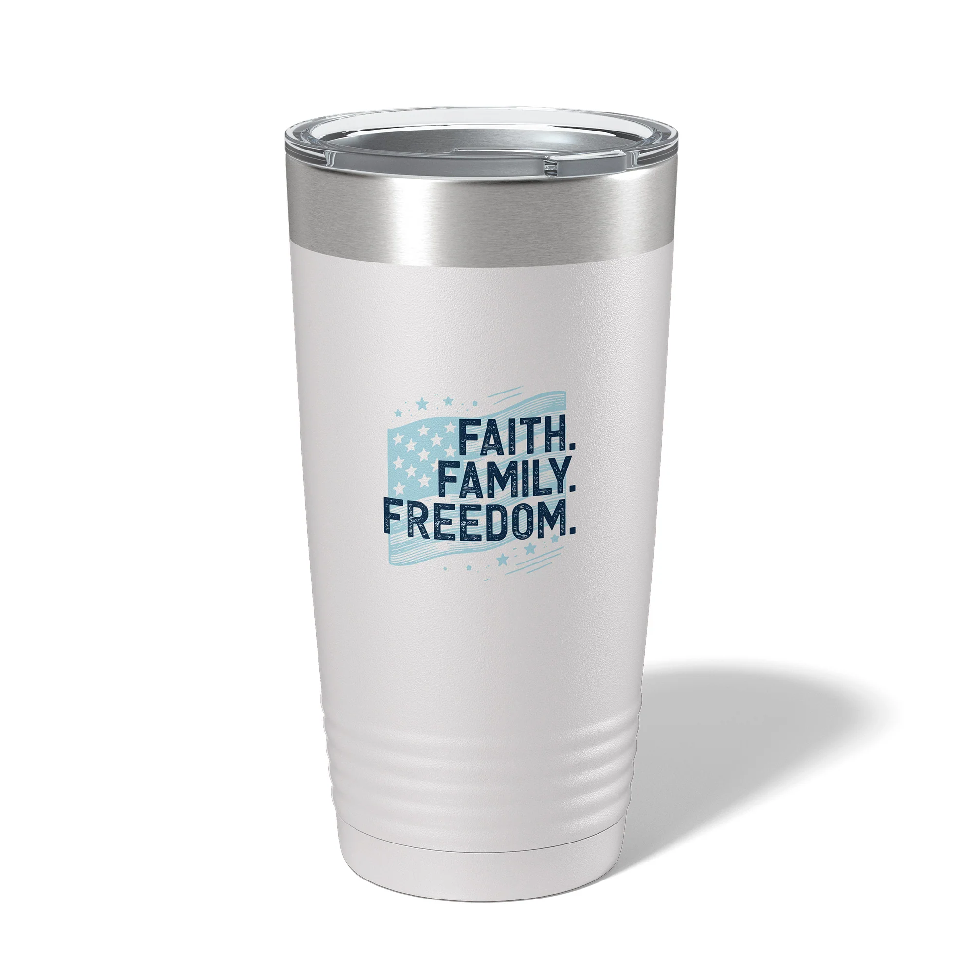 Faith Family Freedom White Stainless Steel Tumbler