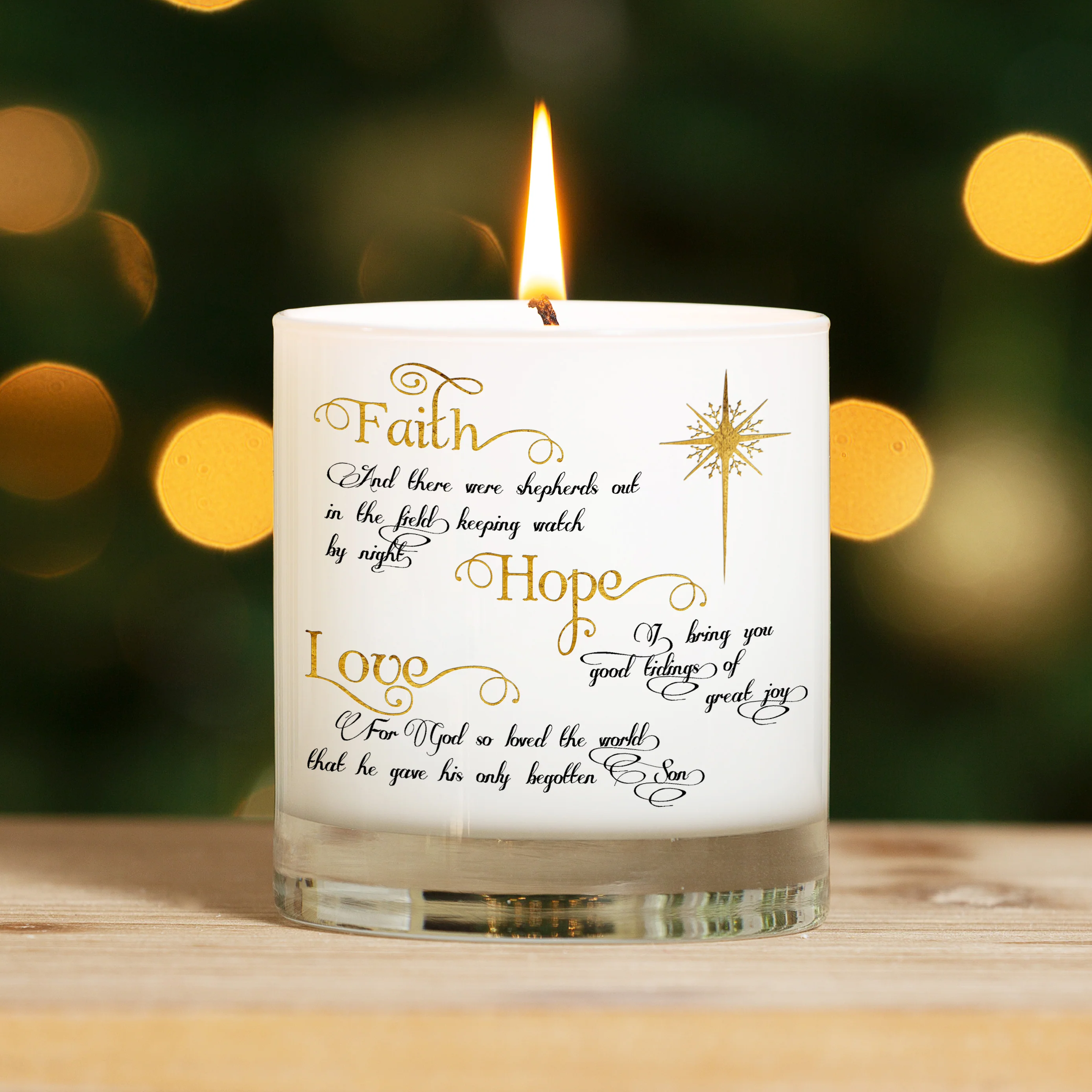 Faith Hope and Love Christmas Candle