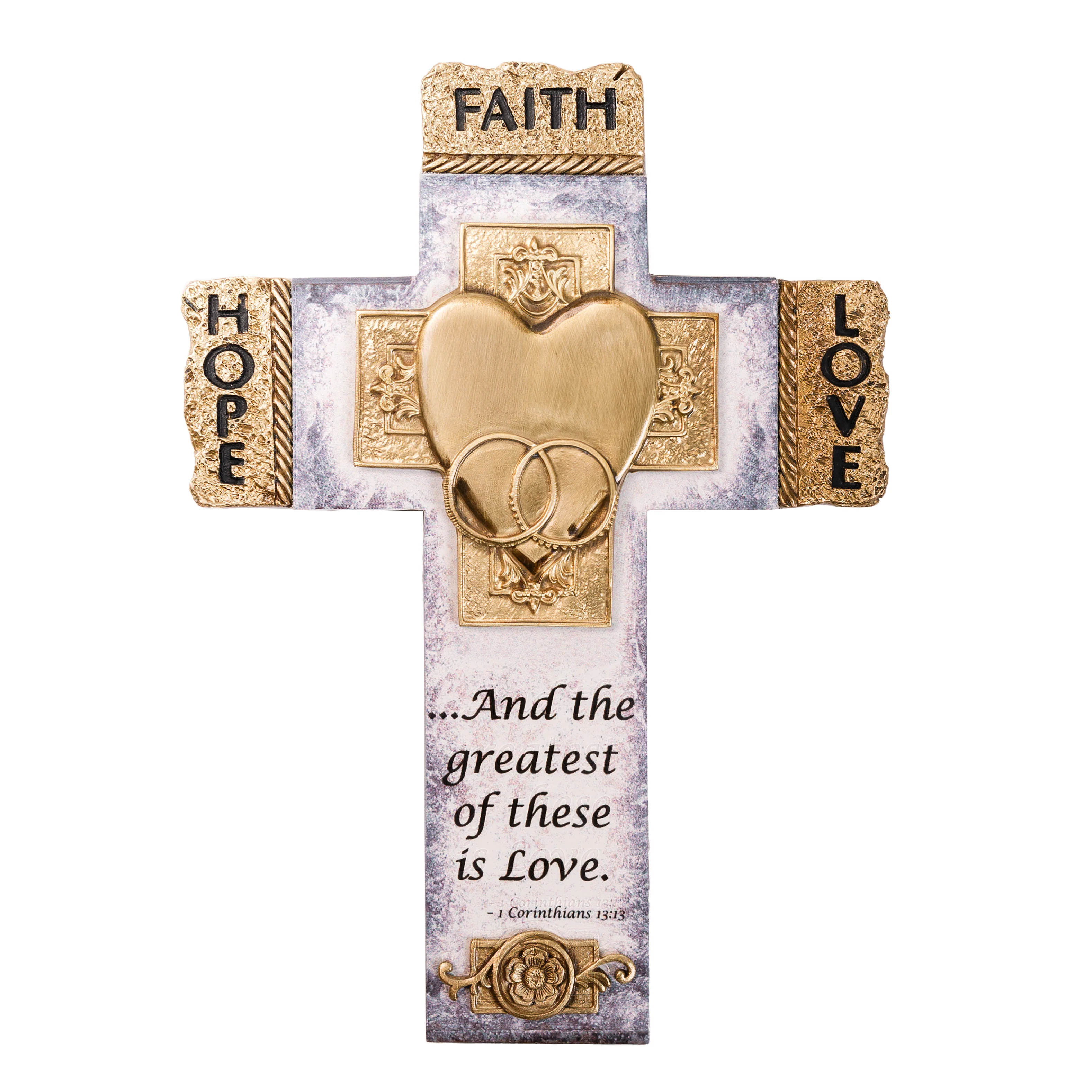 Faith, Hope and Love Marriage Cross 10.5 inch - Image 2