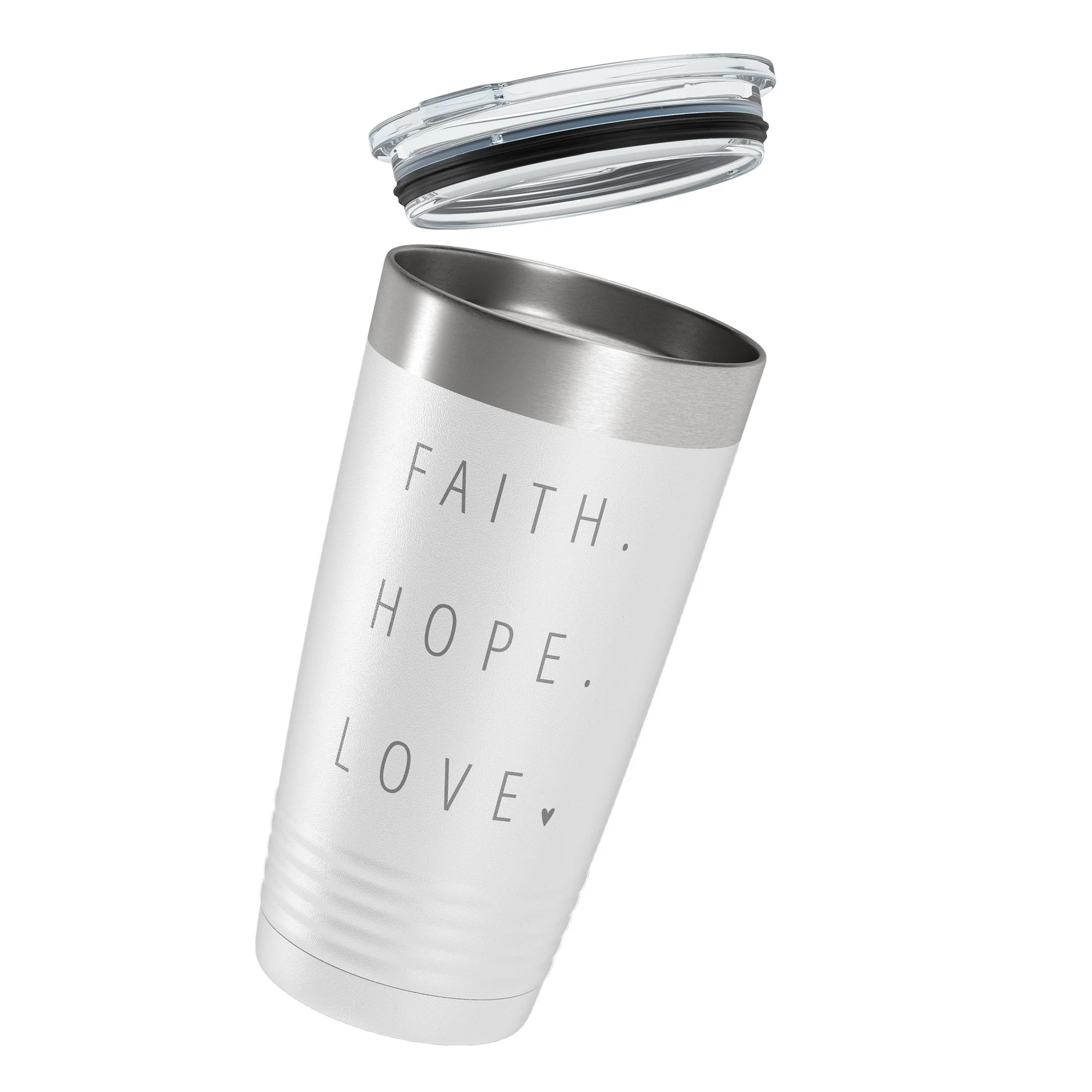 Faith Hope and Love White Insulated 20oz Tumbler - Image 2