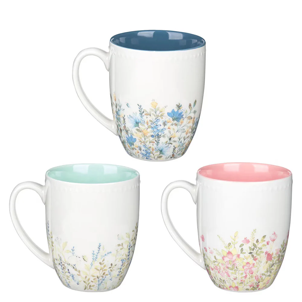 Faith Hope & Love Petite Floral Mugs - Set of 3 - Image 2