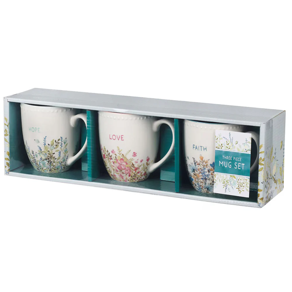 Faith Hope & Love Petite Floral Mugs - Set of 3 - Image 3