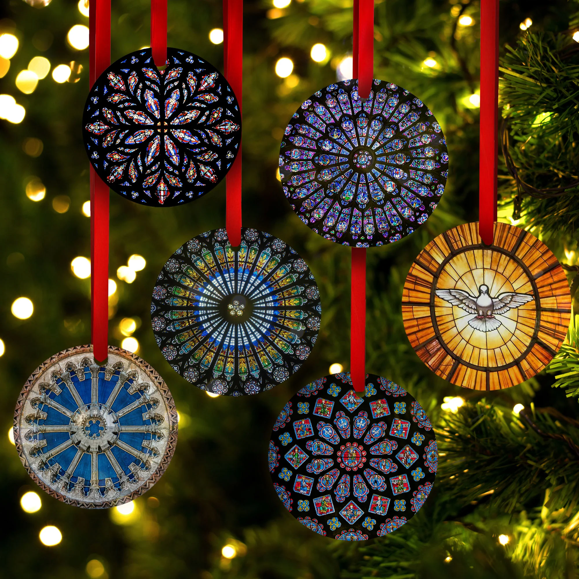 Famous Cathedrals Stained Glass Ornament Collection 1 - Set of 6