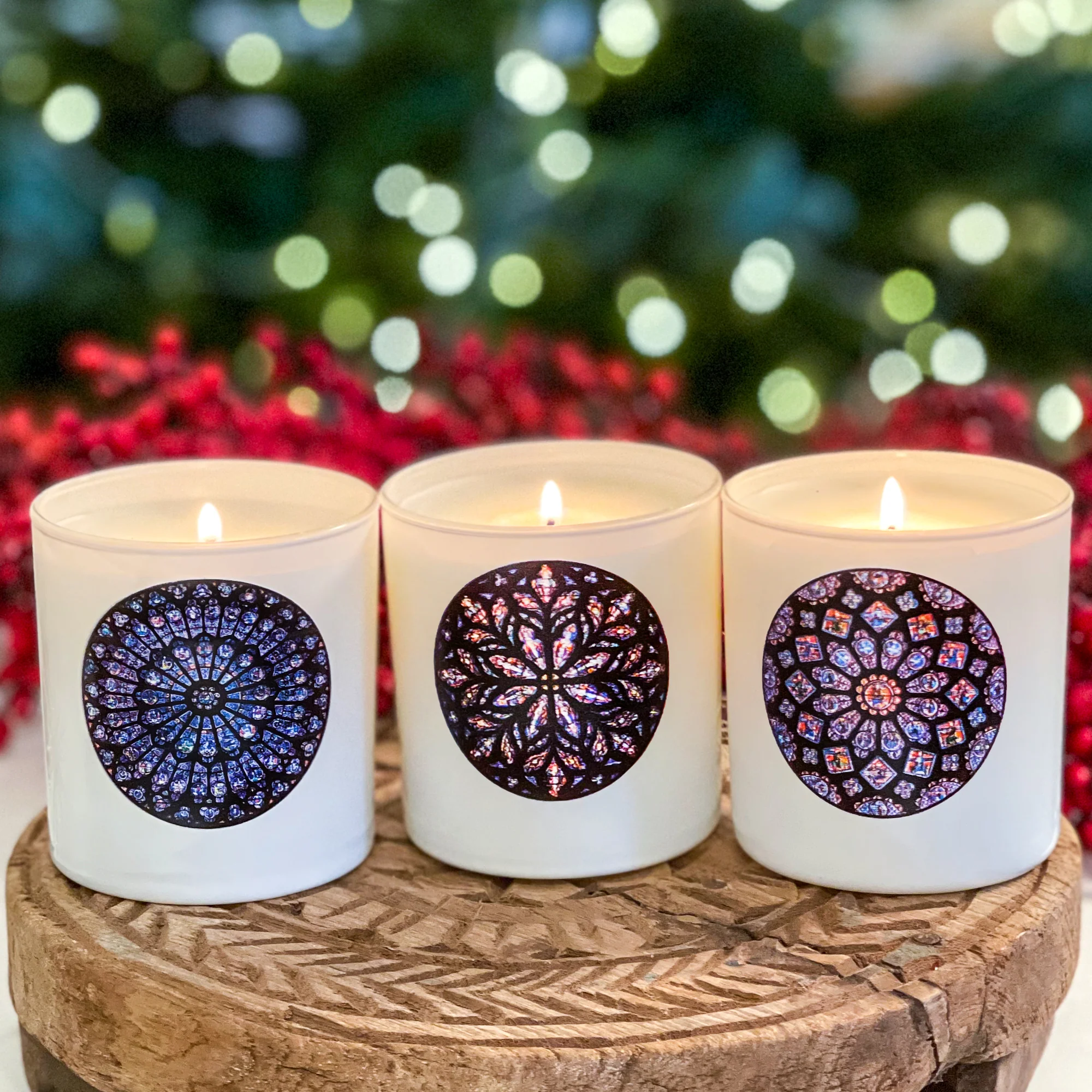 Famous Stained Glass Windows Candles - 3 Candle Set - Image 2