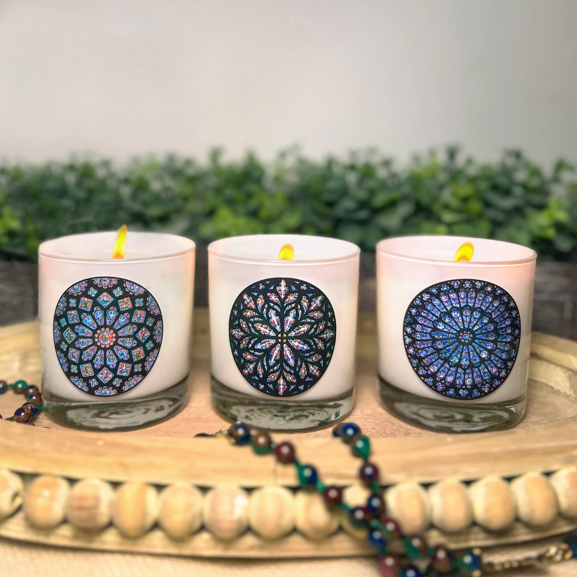 Famous Stained Glass Windows Candles - 3 Candle Set - Image 3