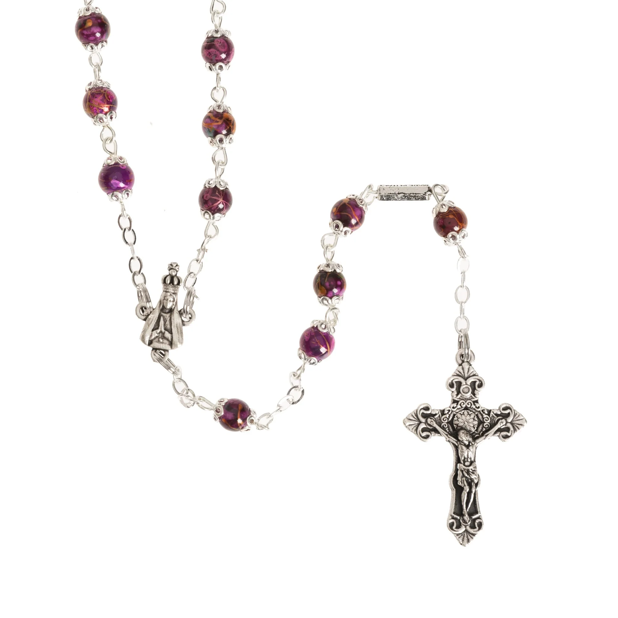 Fatima Crown Marbled Crimson Rosary - Image 2