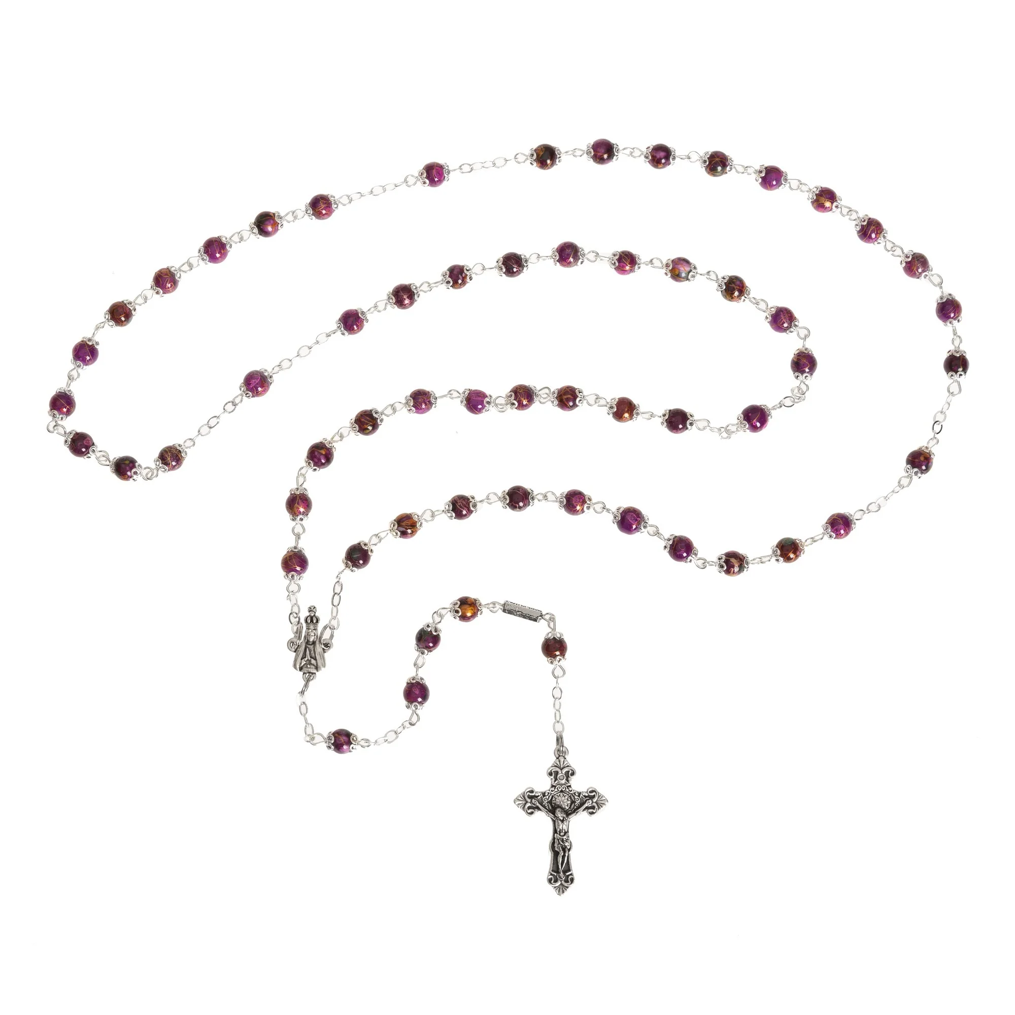 Fatima Crown Marbled Crimson Rosary - Image 3
