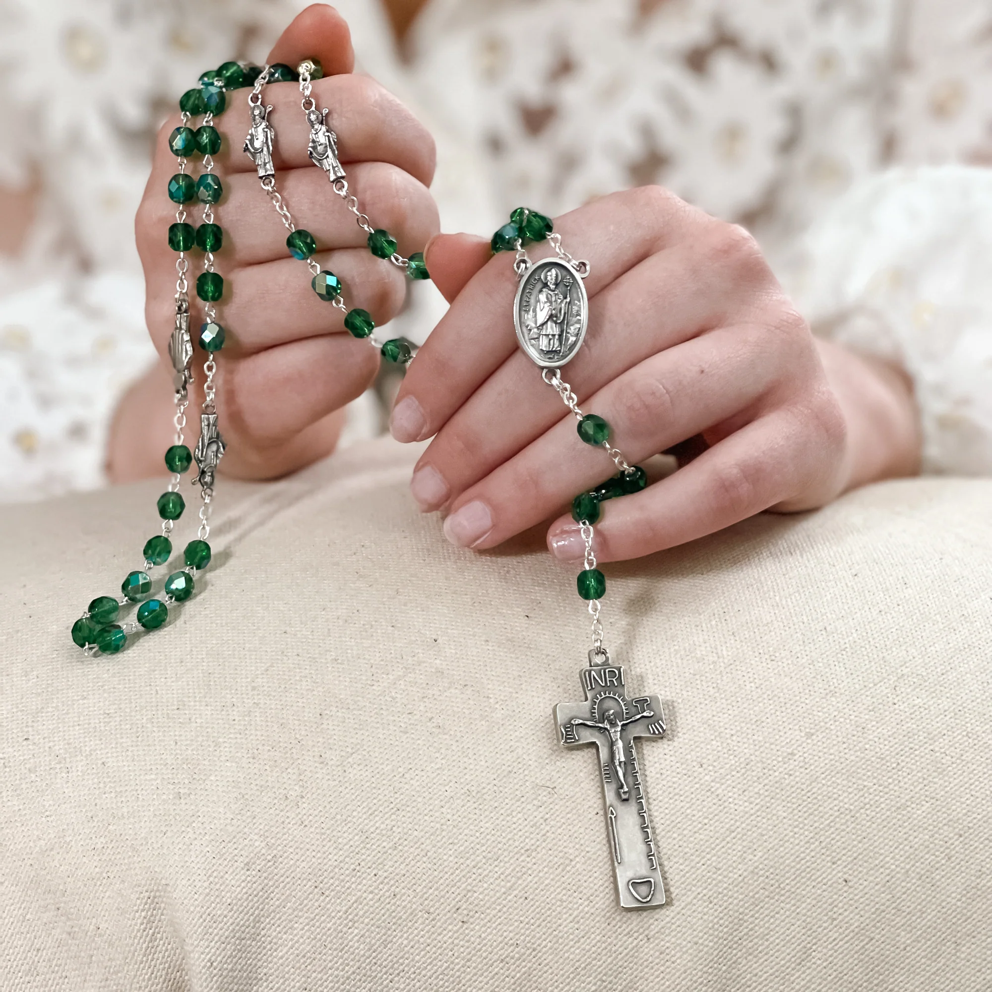 Firepolished Crystal St. Patrick Rosary - Image 4