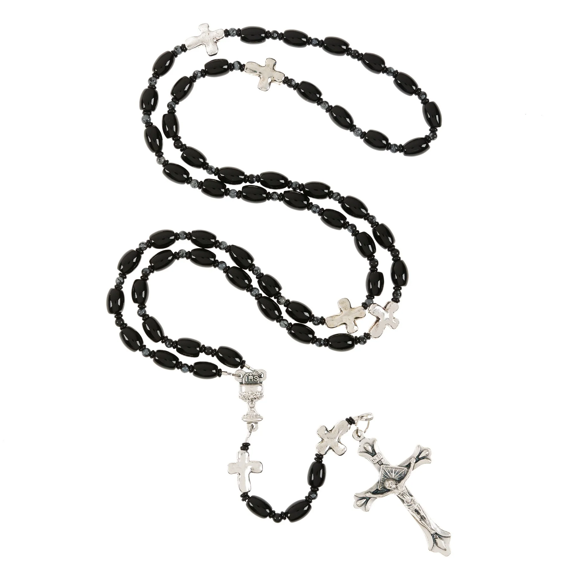 First Communion Black Rosary with Prayer Card - Image 3