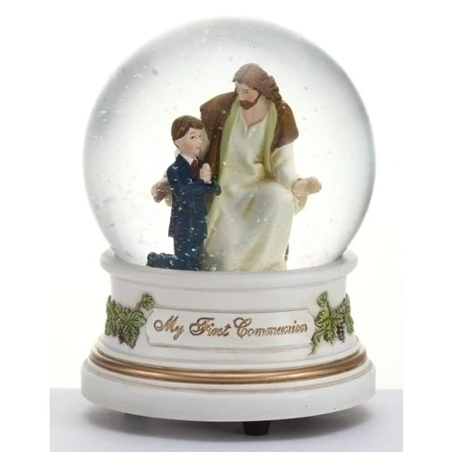 First Communion Boy with Jesus Glitterdome