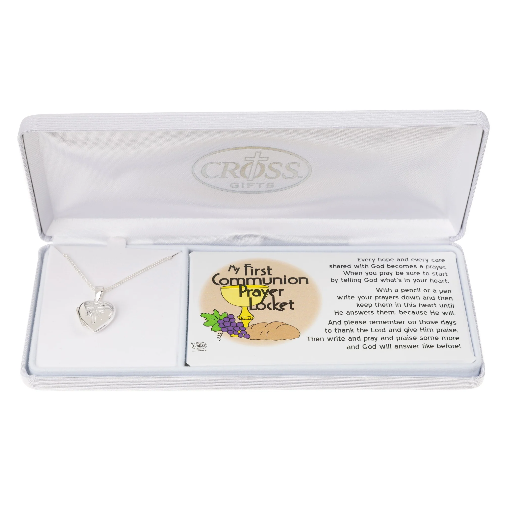 First Communion Cross Heart Locket