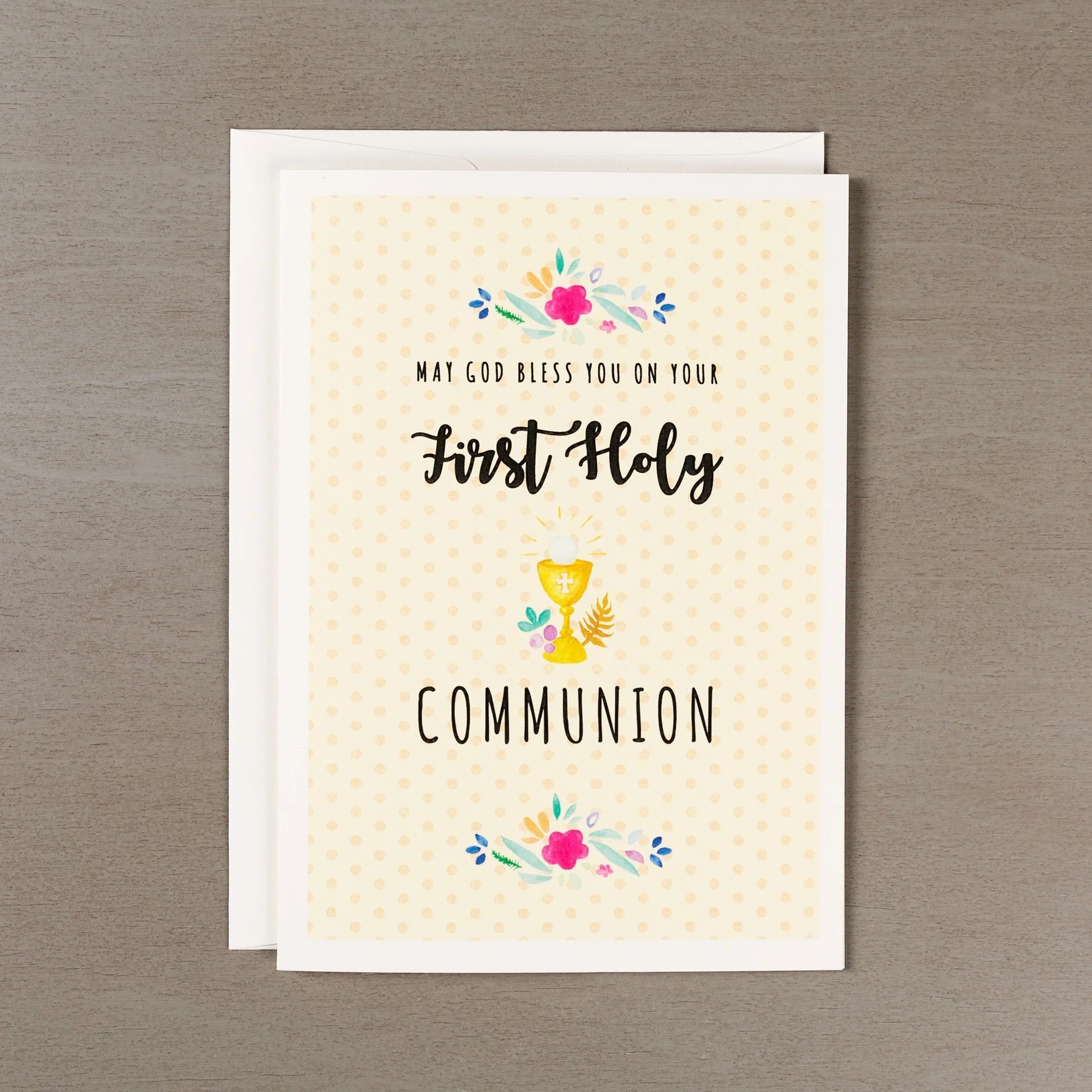First Communion Girl's Watercolor Card w/ Envelope