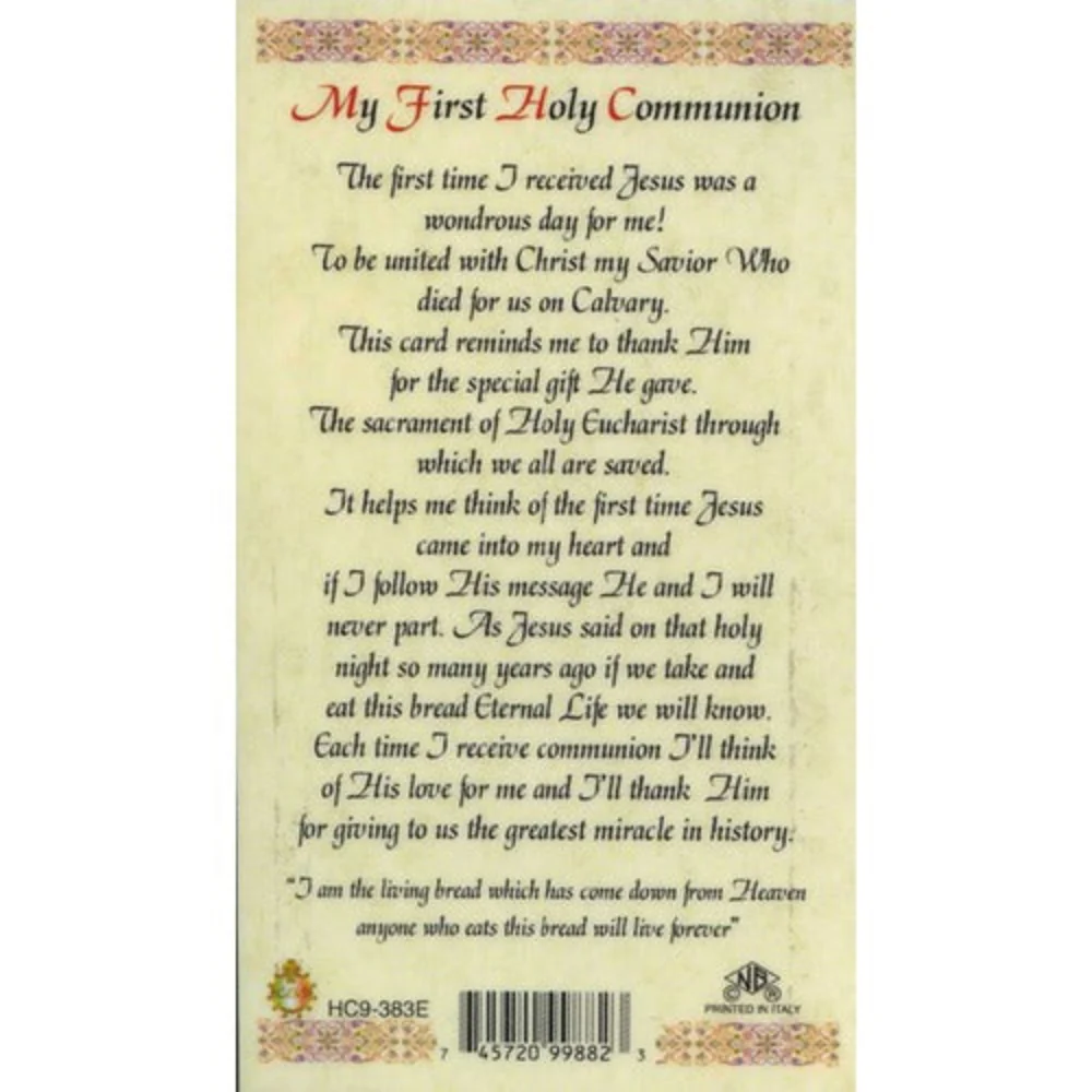 First Communion Laminated Prayer Card - Image 2