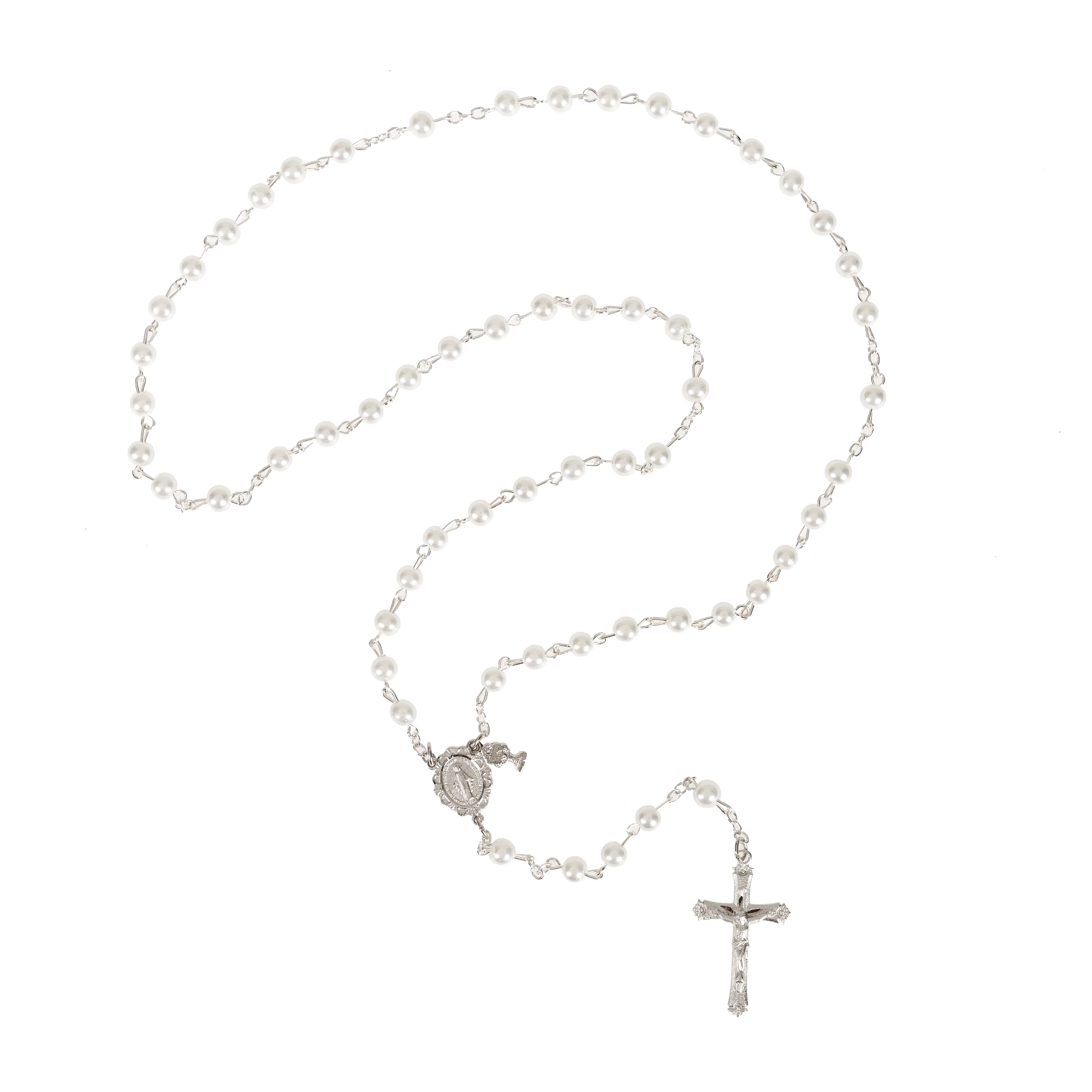 First Communion Pearl Rosary with Chalice Charm - Image 2