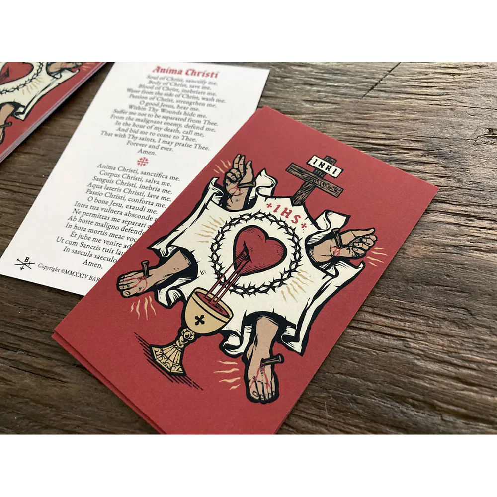 Five Wounds Anima Christi English-Latin Prayer Card