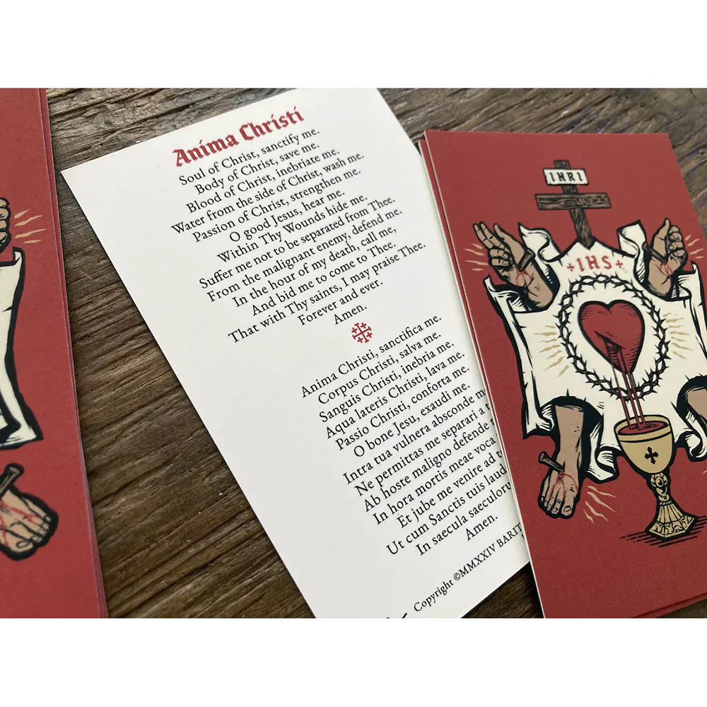 Five Wounds Anima Christi English-Latin Prayer Card - Image 2