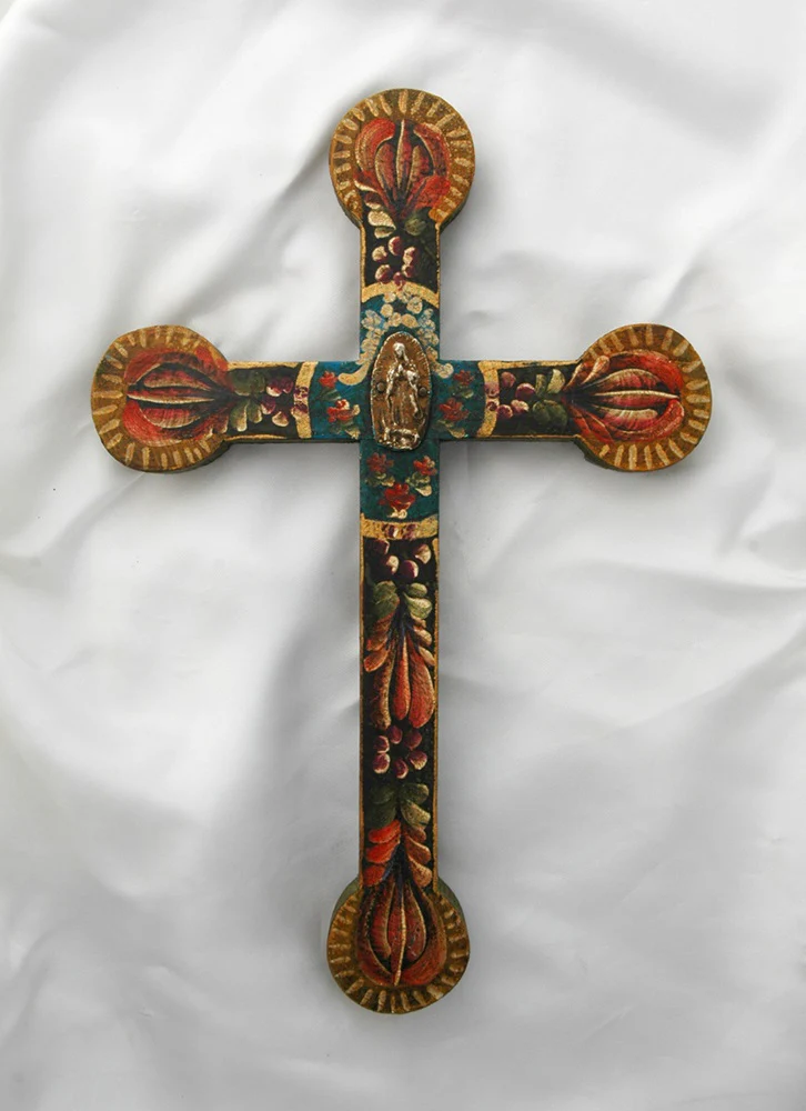 Flame of Love Our Lady of Guadalupe Wall Cross - 12" - Image 2
