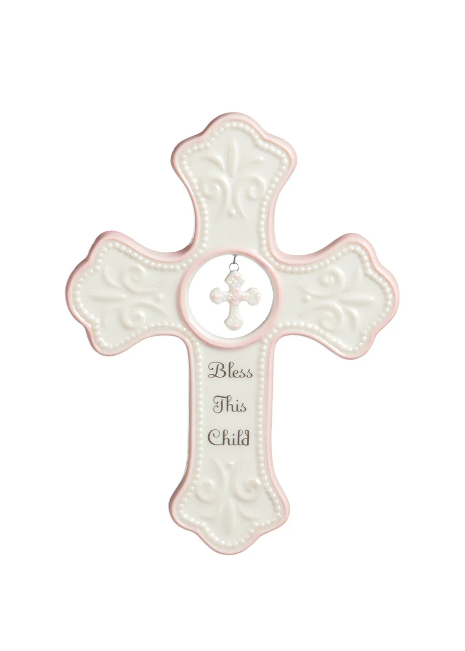 Fleur de Lis Hanging Cross - Boy or Girl