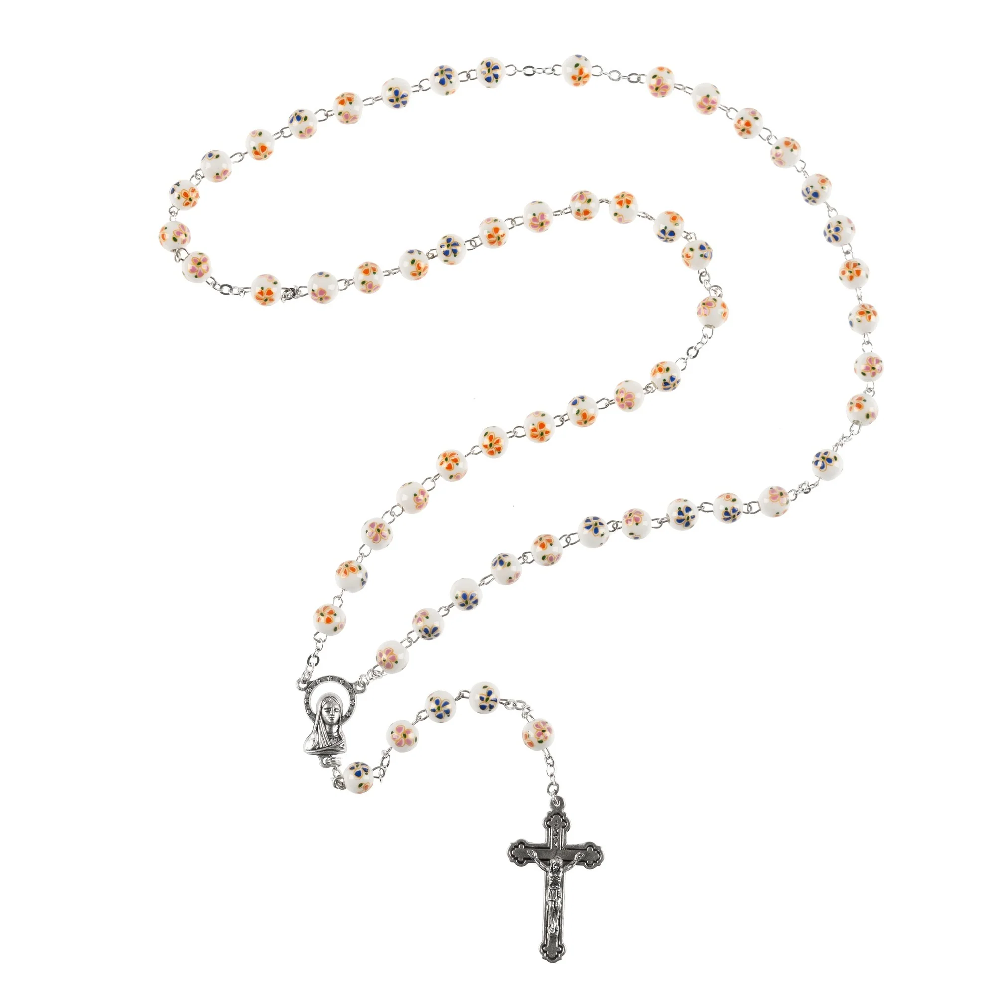 Floral Ceramic Bead Rosary - Image 2