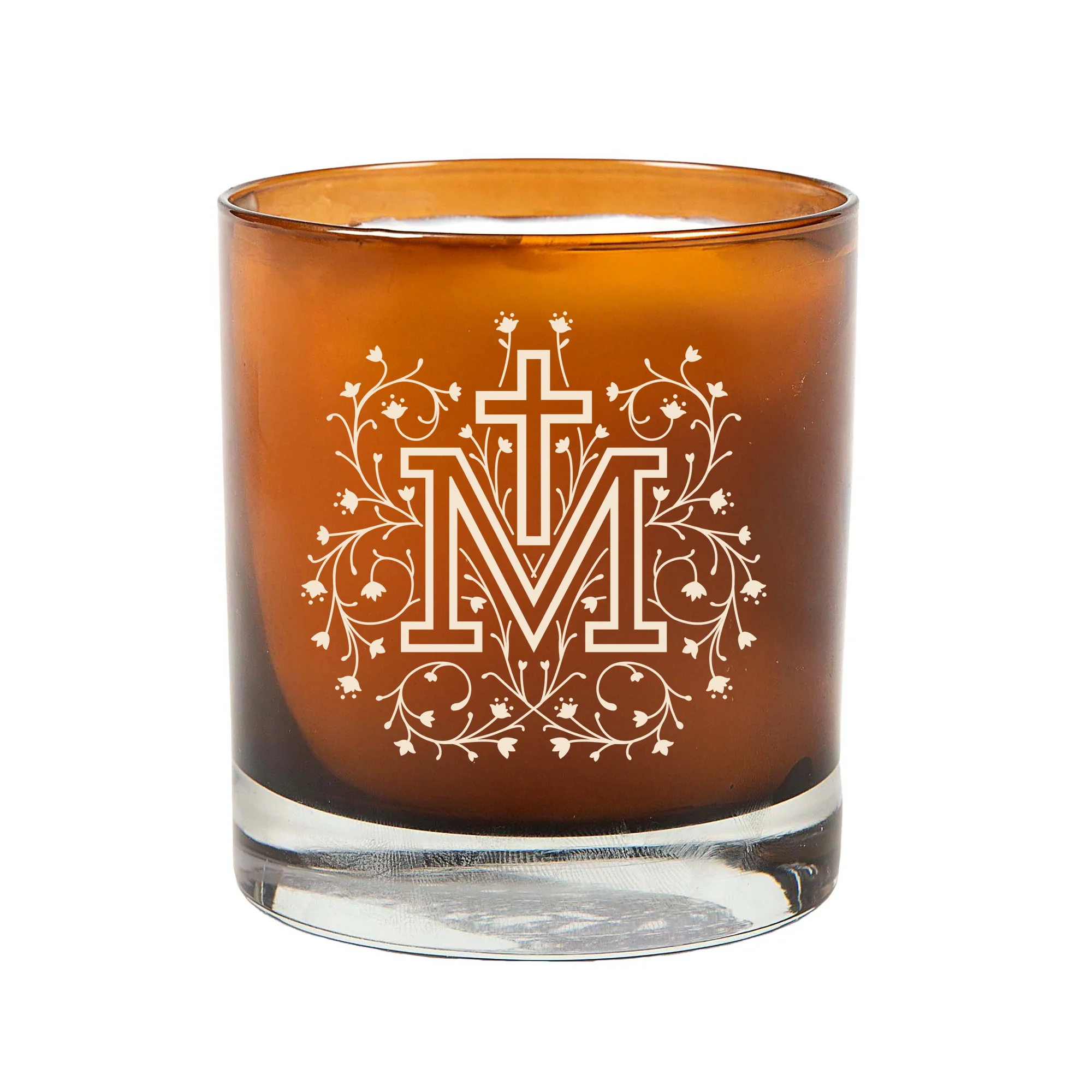 Floral Marian Cross Candle - Image 3