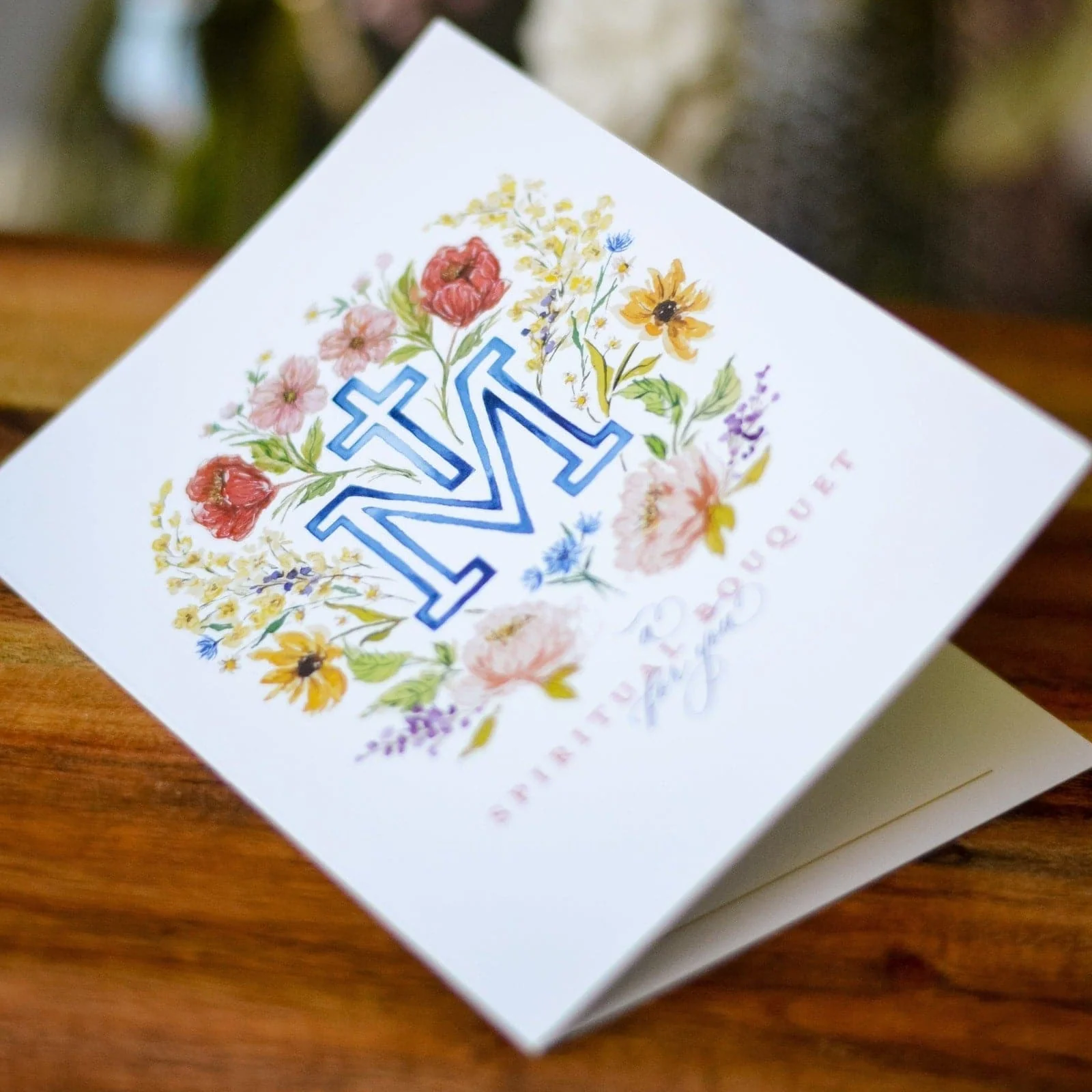 Floral Marian Cross Spiritual Bouquet Greeting Card - Image 11