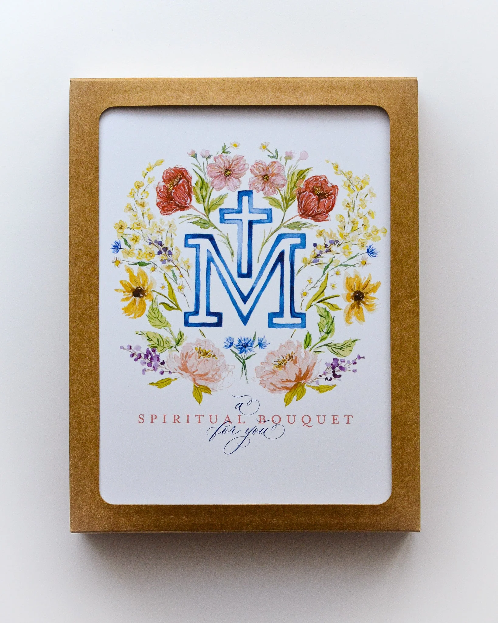 Floral Marian Cross Spiritual Bouquet Greeting Card - Image 4