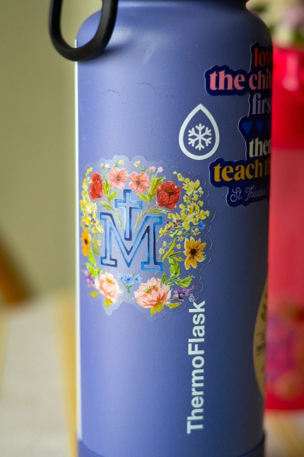 Floral Marian Cross Vinyl Sticker - Image 6