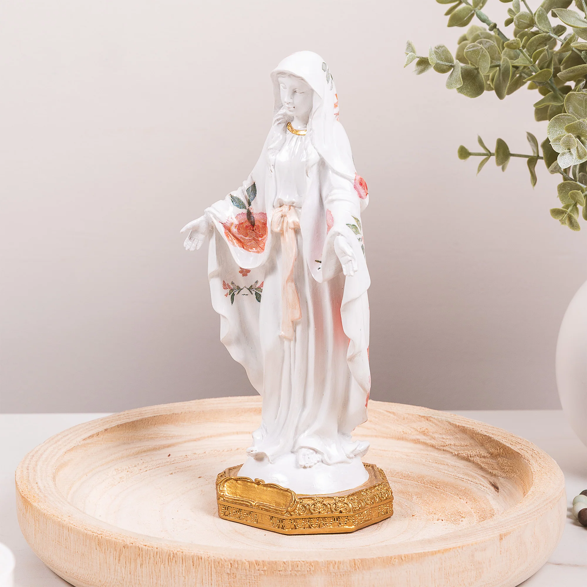 Floral Our Lady of Grace Mystical Rose Statue - 8" - Image 3