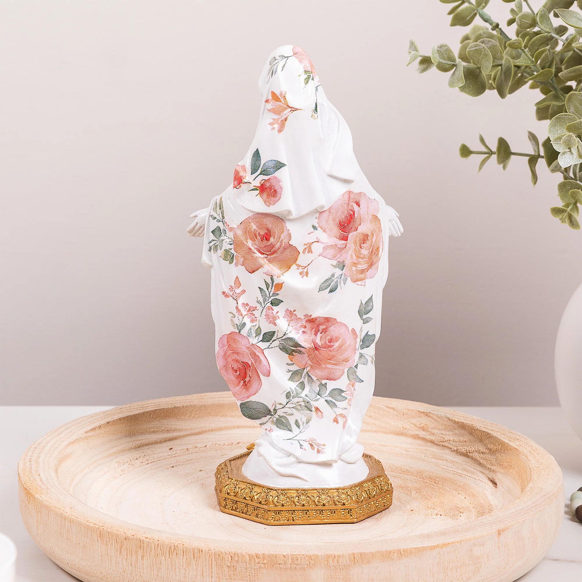 Floral Our Lady of Grace Mystical Rose Statue - 8" - Image 4