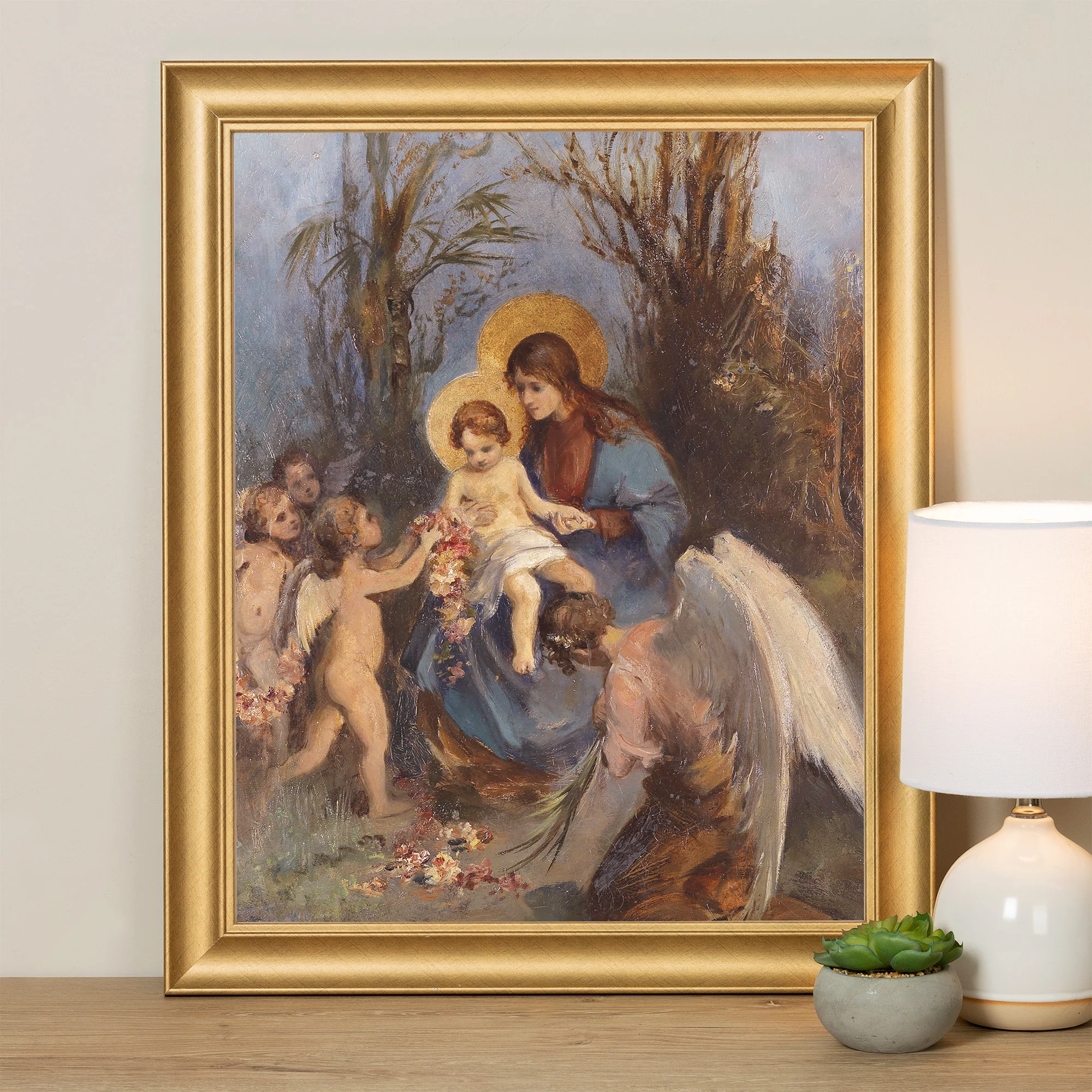 Flowers for the Baby Jesus Gold Framed Print - Multiple Sizes - Image 2