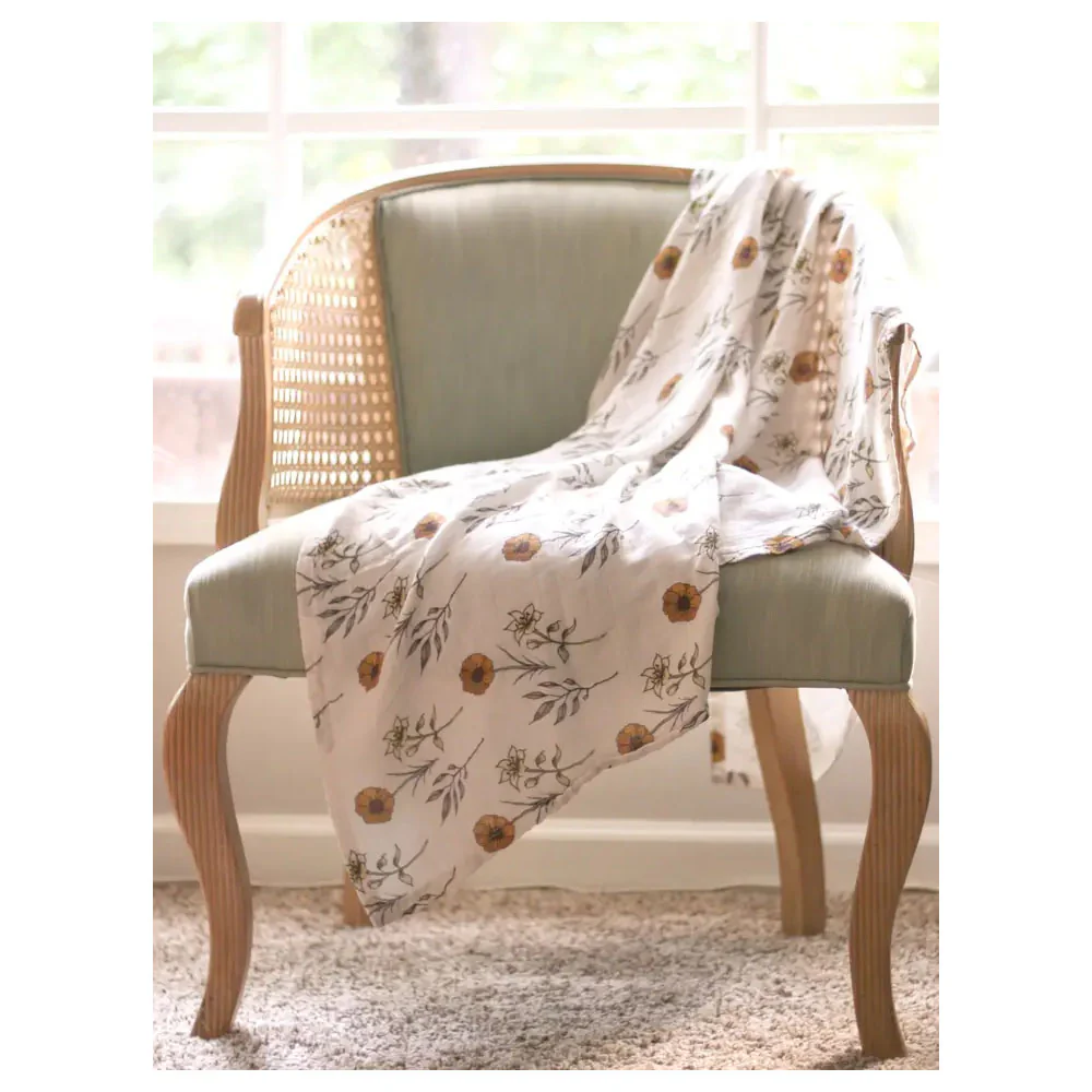 Flowers of the Holy Family Muslin Swaddle Blanket - Image 2