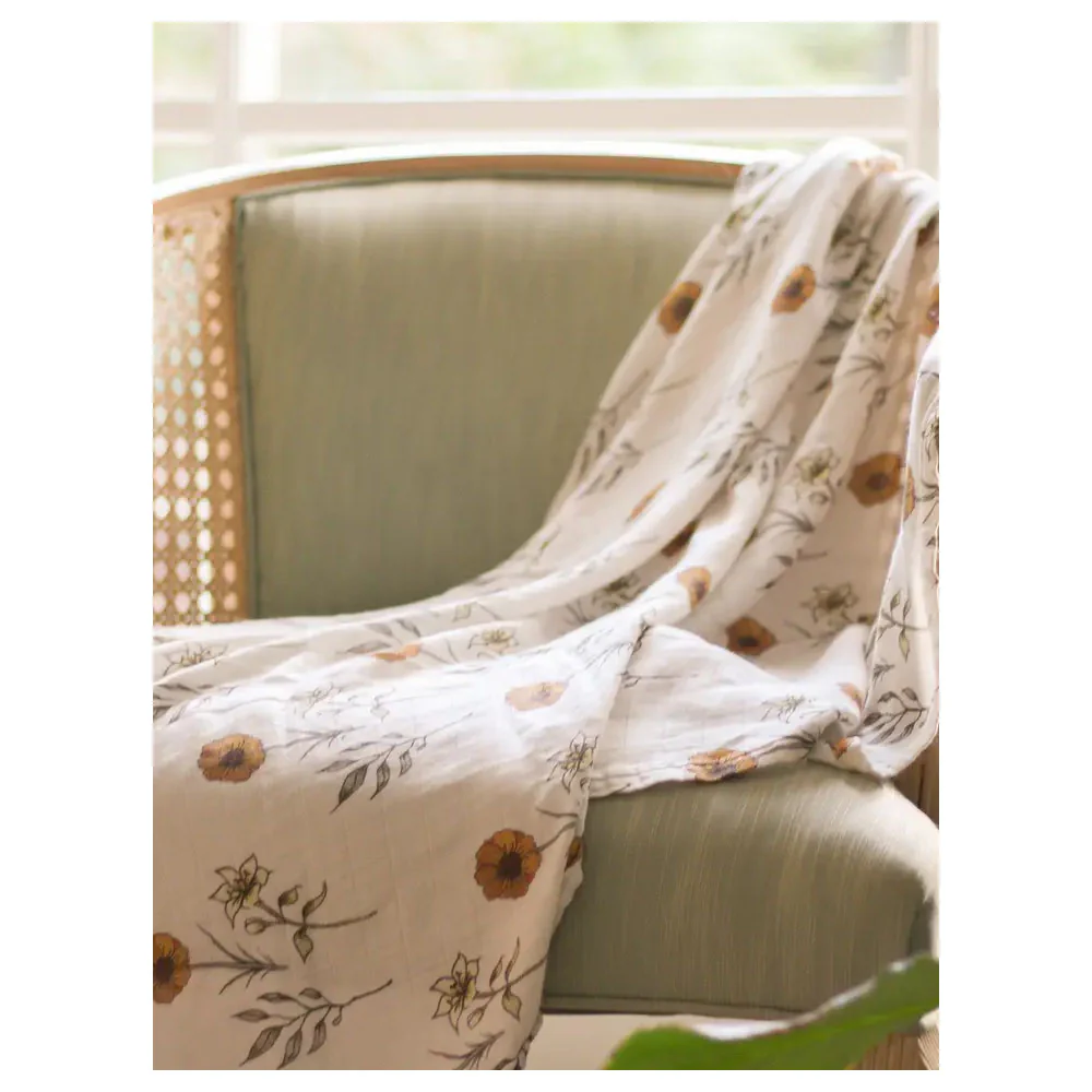 Flowers of the Holy Family Muslin Swaddle Blanket - Image 4