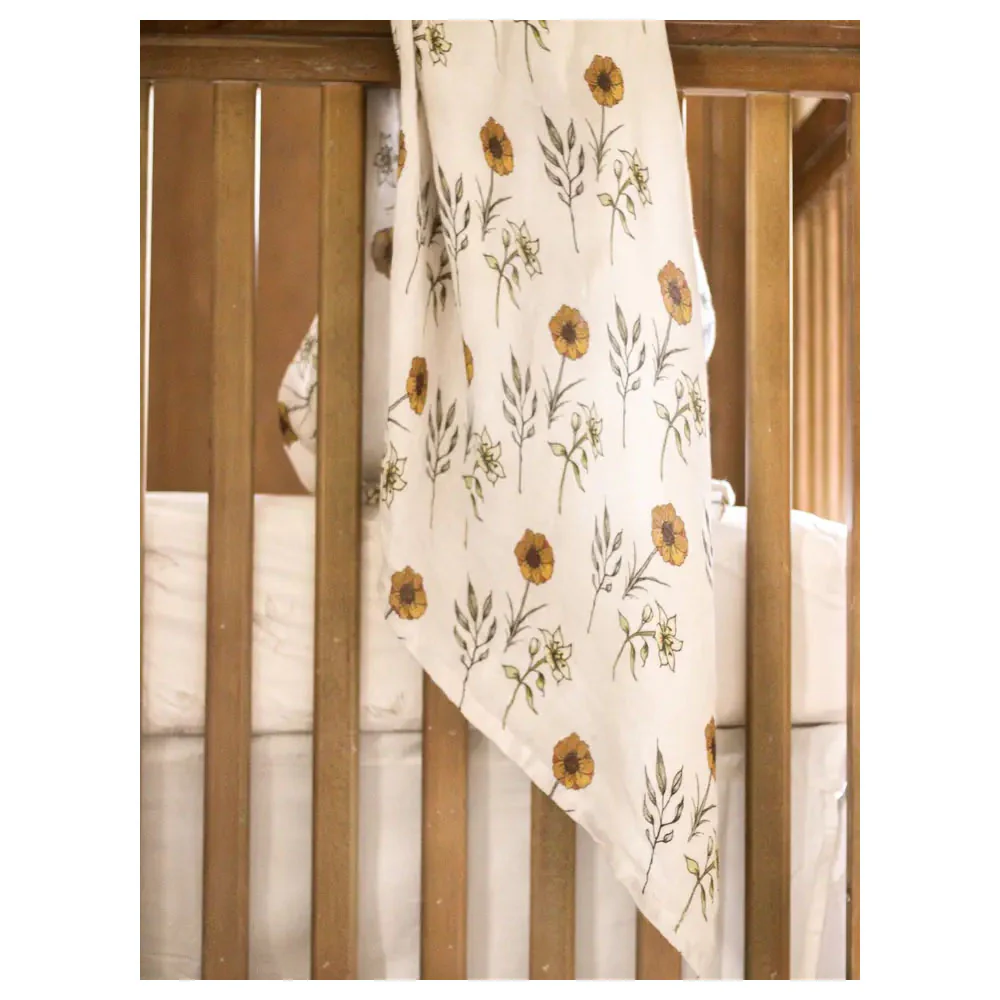 Flowers of the Holy Family Muslin Swaddle Blanket - Image 6