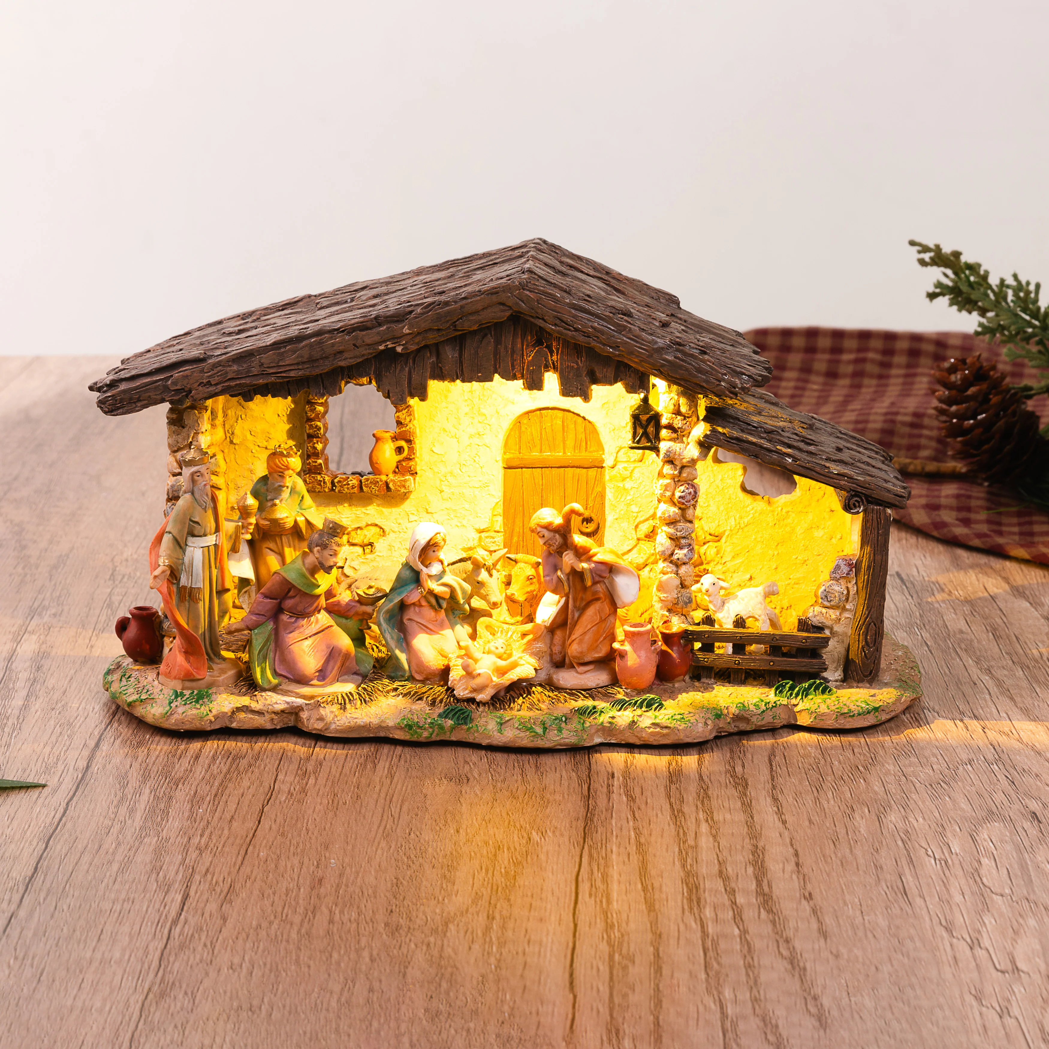 Fontanini LED Musical Lighted Nativity Stable - Image 2