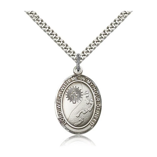 Footprints Cross Pendant with Chain, Bliss, Sterling Silver