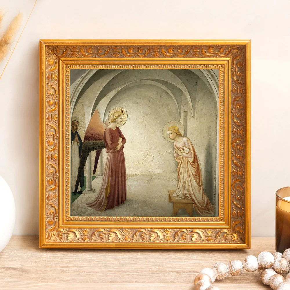 Fra Angelico's Annunciation Fresco Framed Canvas - Sacred Mini Collection