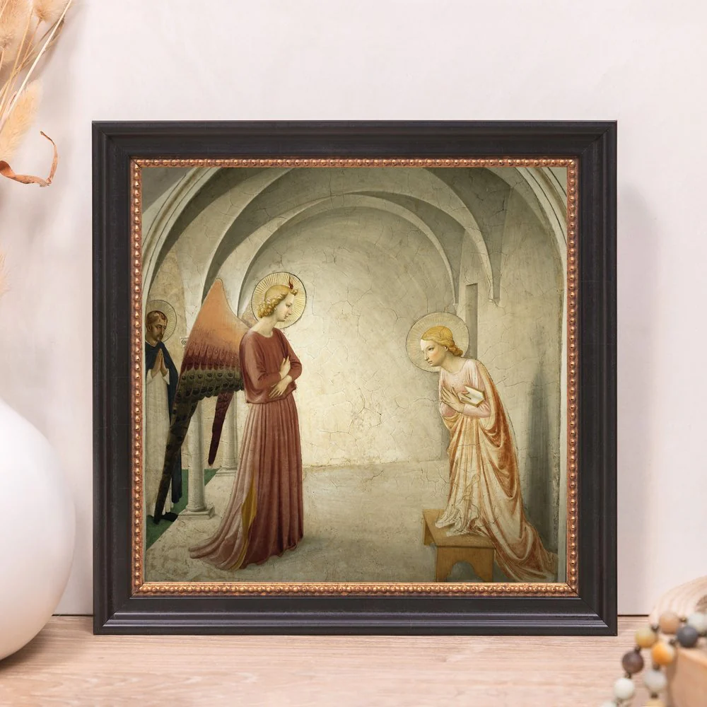 Fra Angelico's Annunciation Fresco Framed Canvas - Sacred Mini Collection - Image 5
