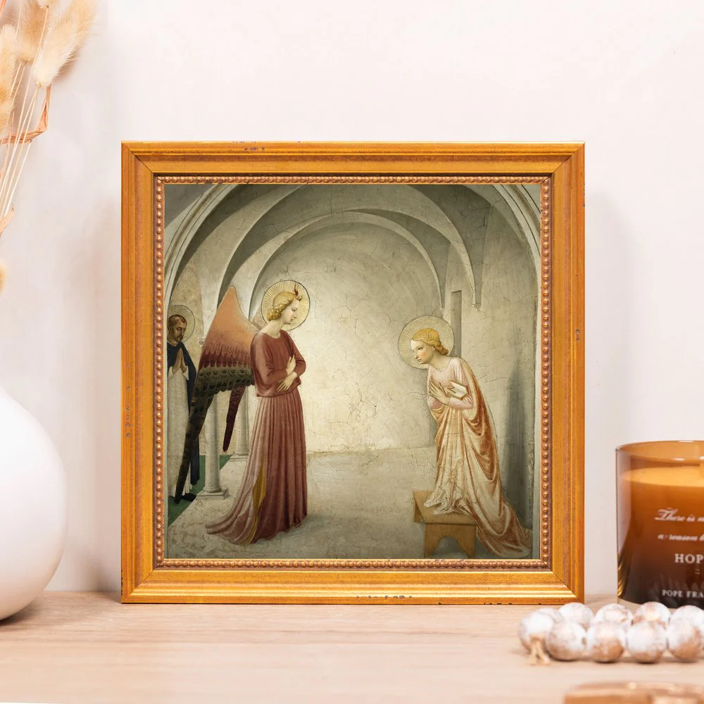 Fra Angelico's Annunciation Fresco Framed Canvas - Sacred Mini Collection - Image 8