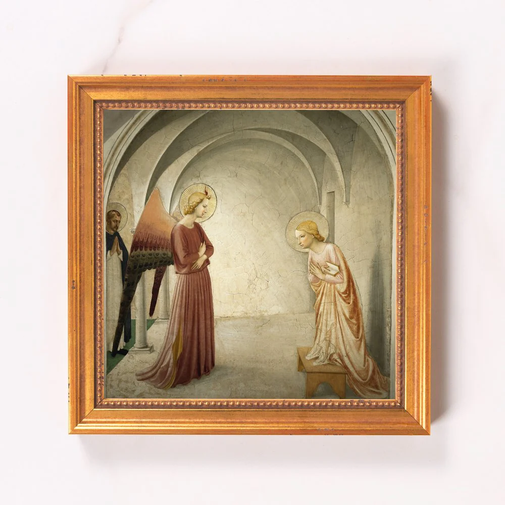 Fra Angelico's Annunciation Fresco Framed Canvas - Sacred Mini Collection - Image 9