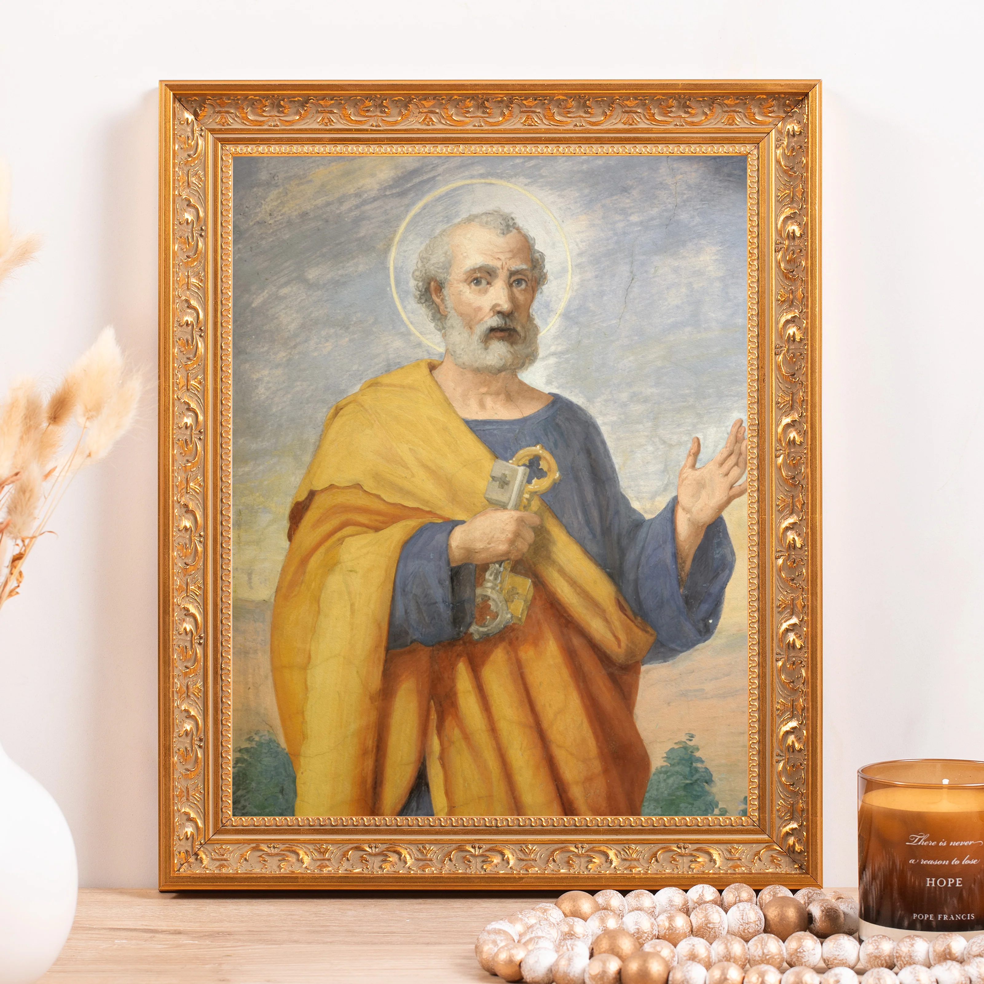 Fresco of St Peter Framed Canvas - Sacred Classics Collection