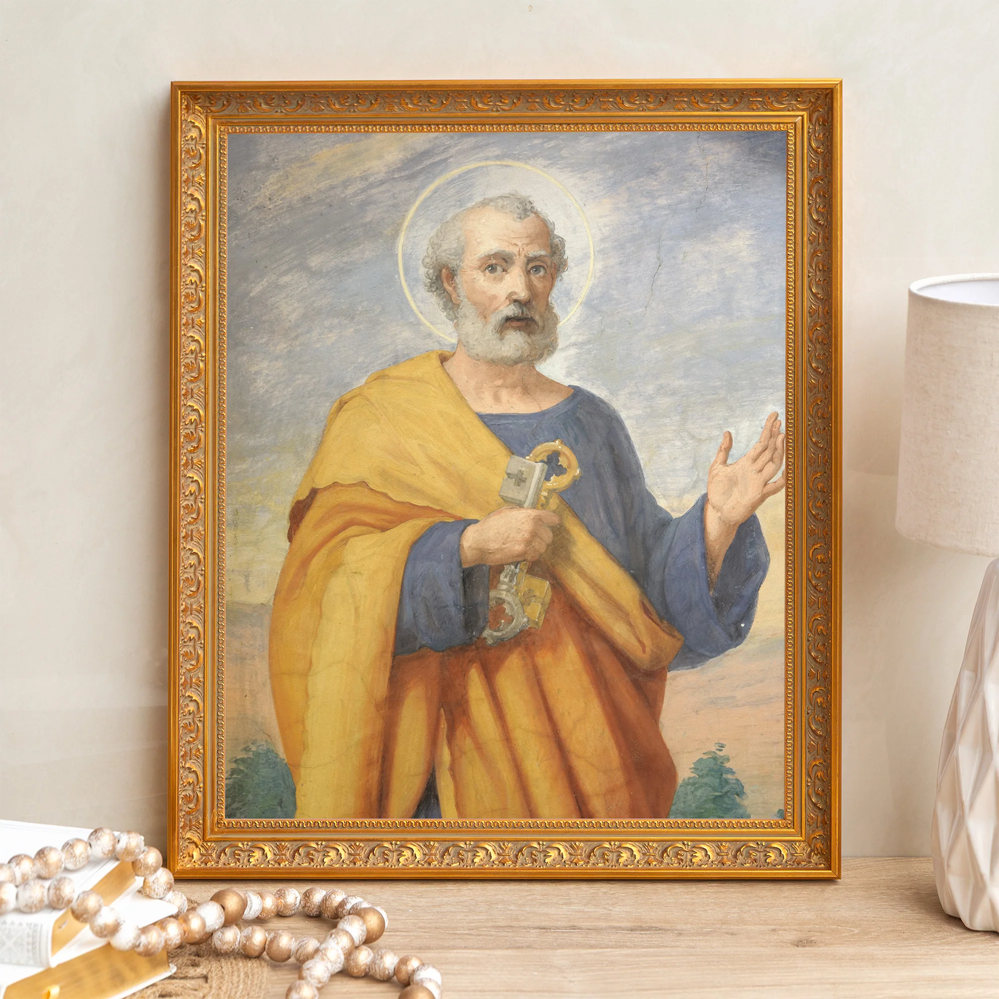 Fresco of St Peter Framed Canvas - Sacred Signature Collection