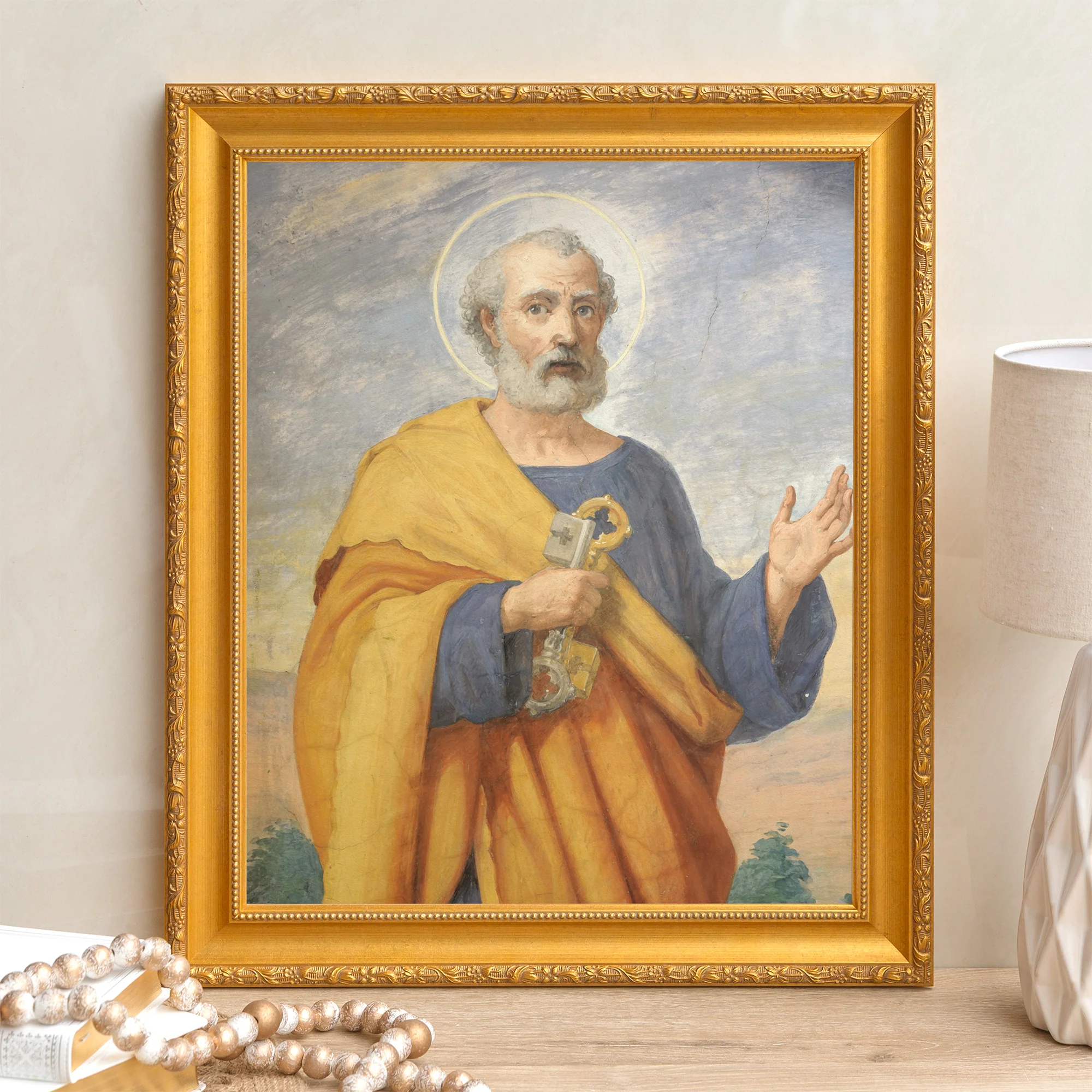 Fresco of St Peter Framed Canvas - Sacred Signature Collection - Image 4