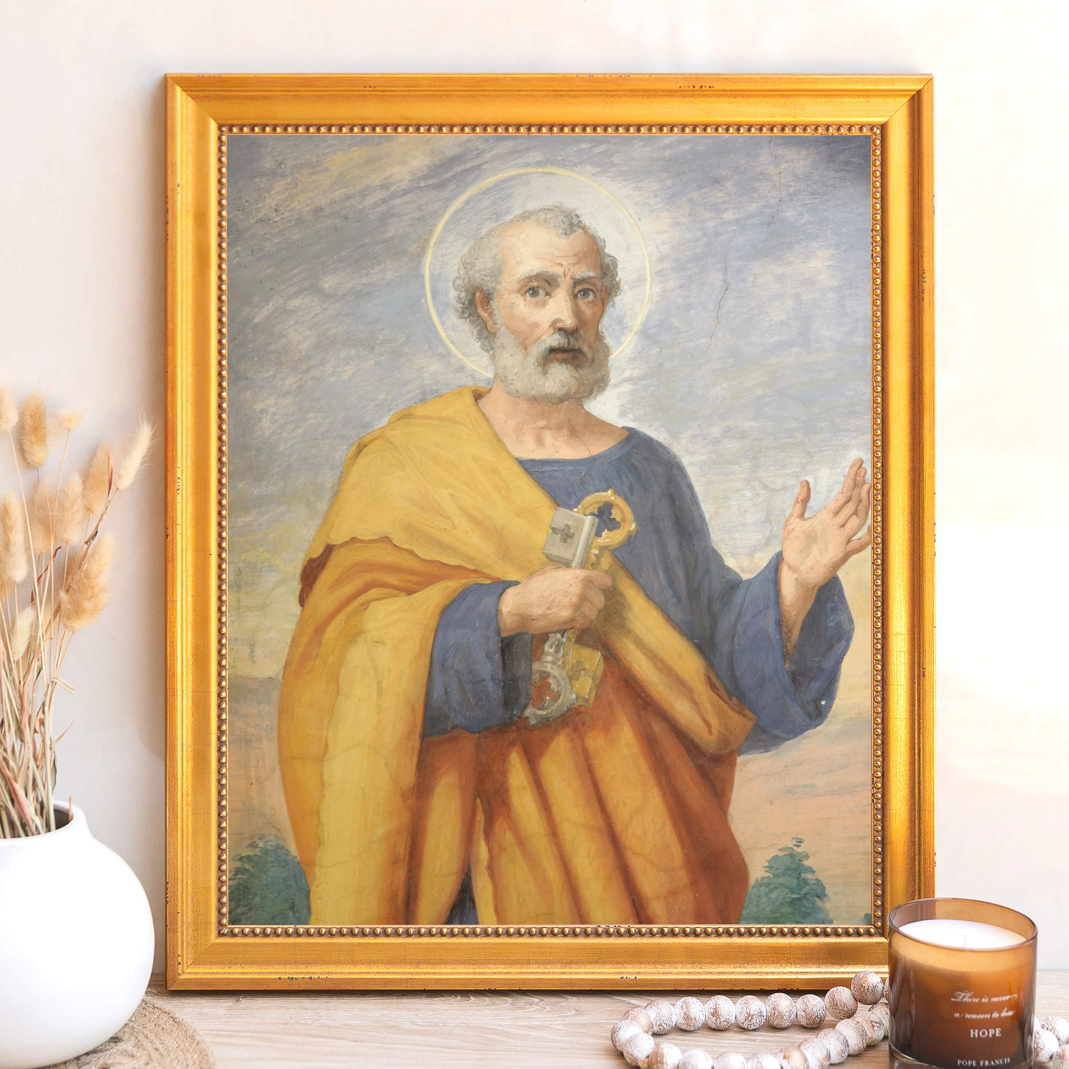 Fresco of St Peter Framed Canvas - Sacred Signature Collection - Image 7