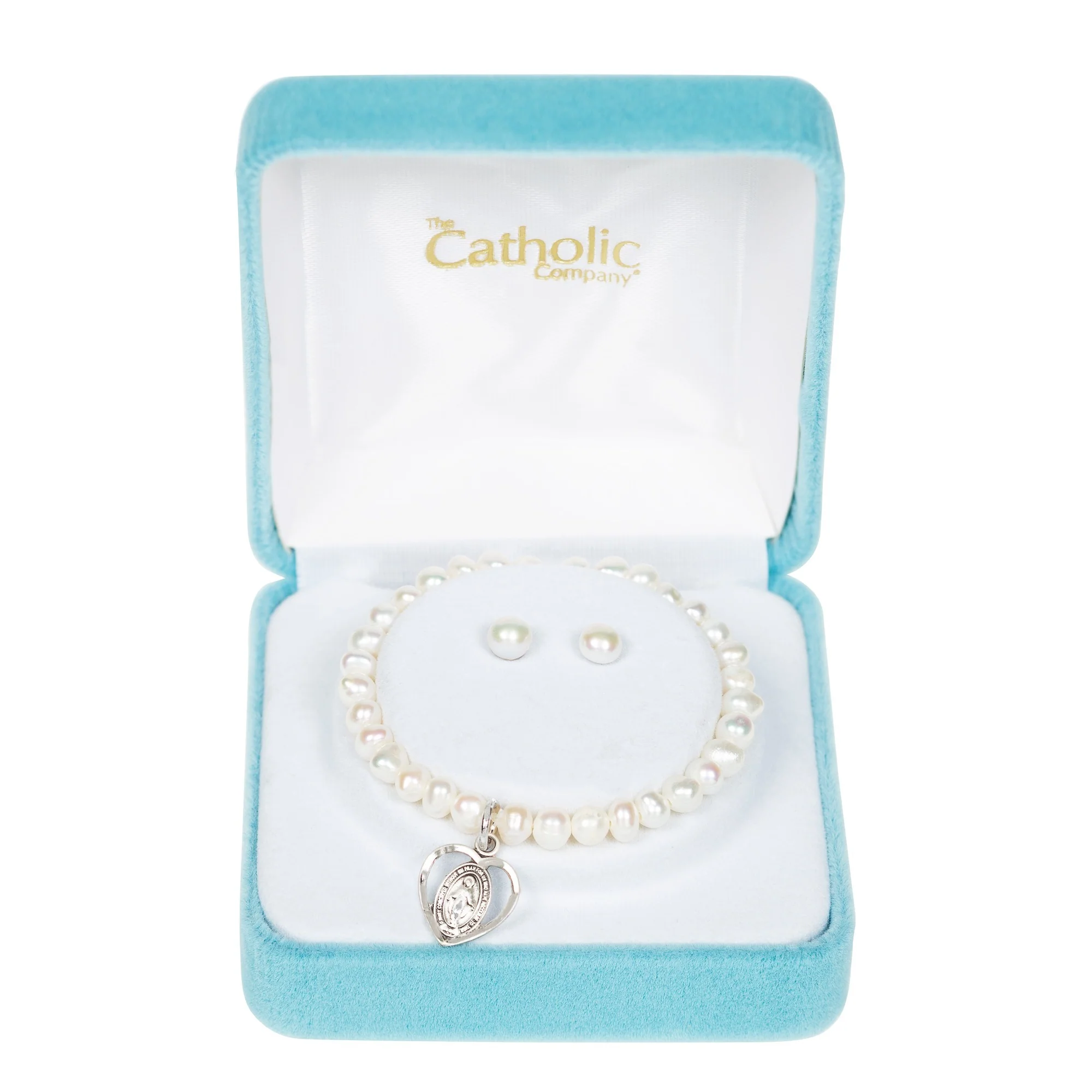 Freshwater Pearl Miraculous Heart Bracelet & Earrings - Set