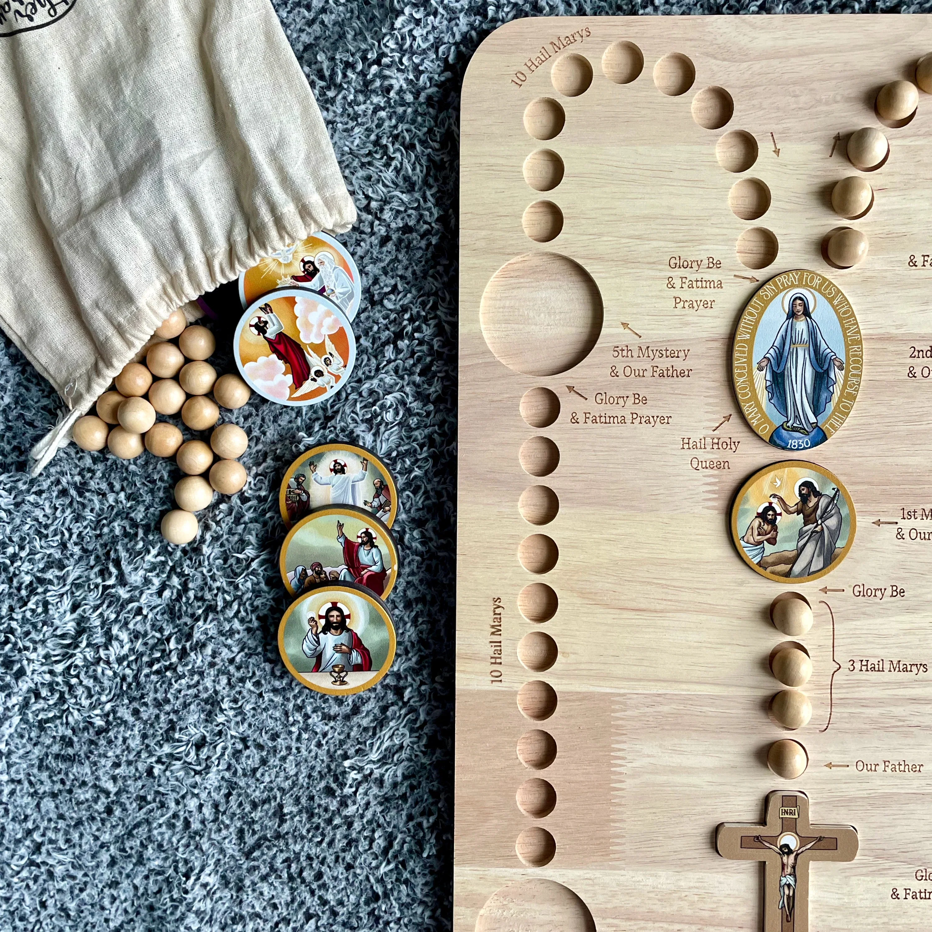 Gather and Pray Wooden Rosary Board - Image 2