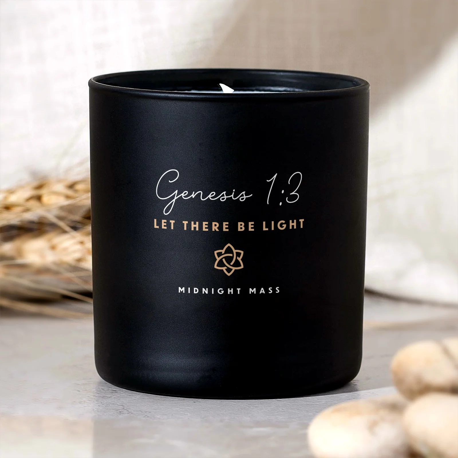 Genesis 1:3 Black Candle
